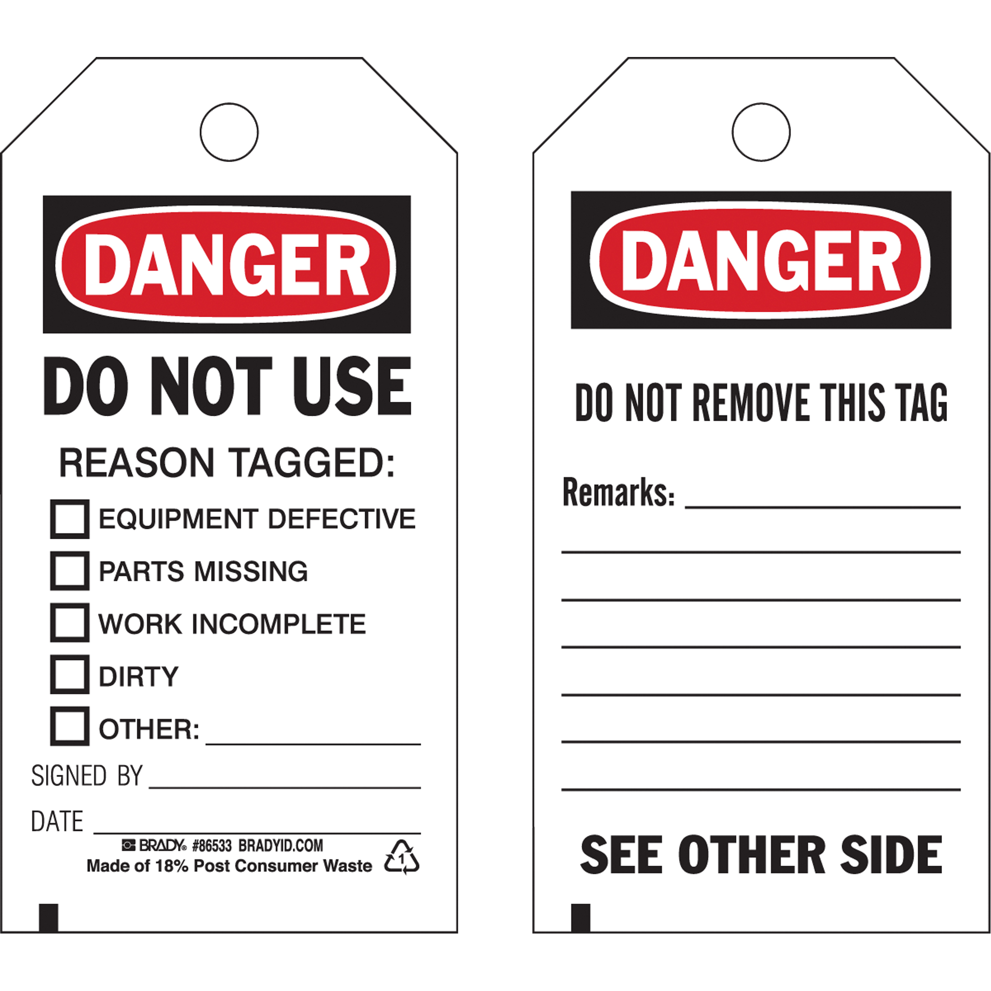 Étiquettes de sécurité, Plastique, 3" la x 5-3/4" h, Anglais