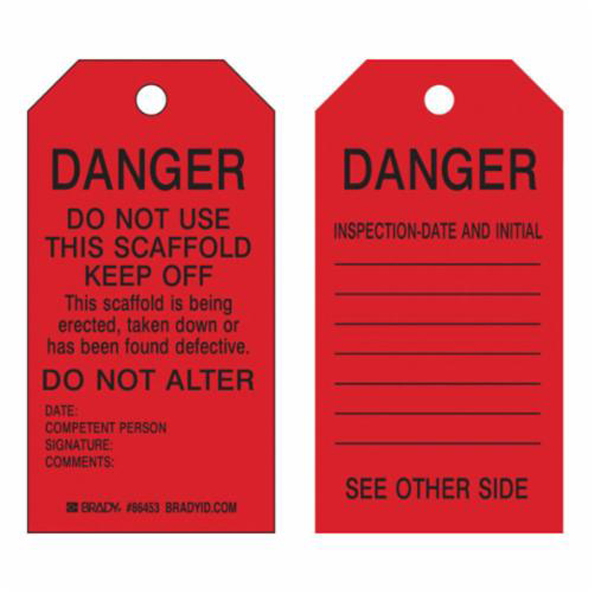 Étiquettes de sécurité pour les échafaudages, Papier, 3" la x 5-3/4" h, Anglais