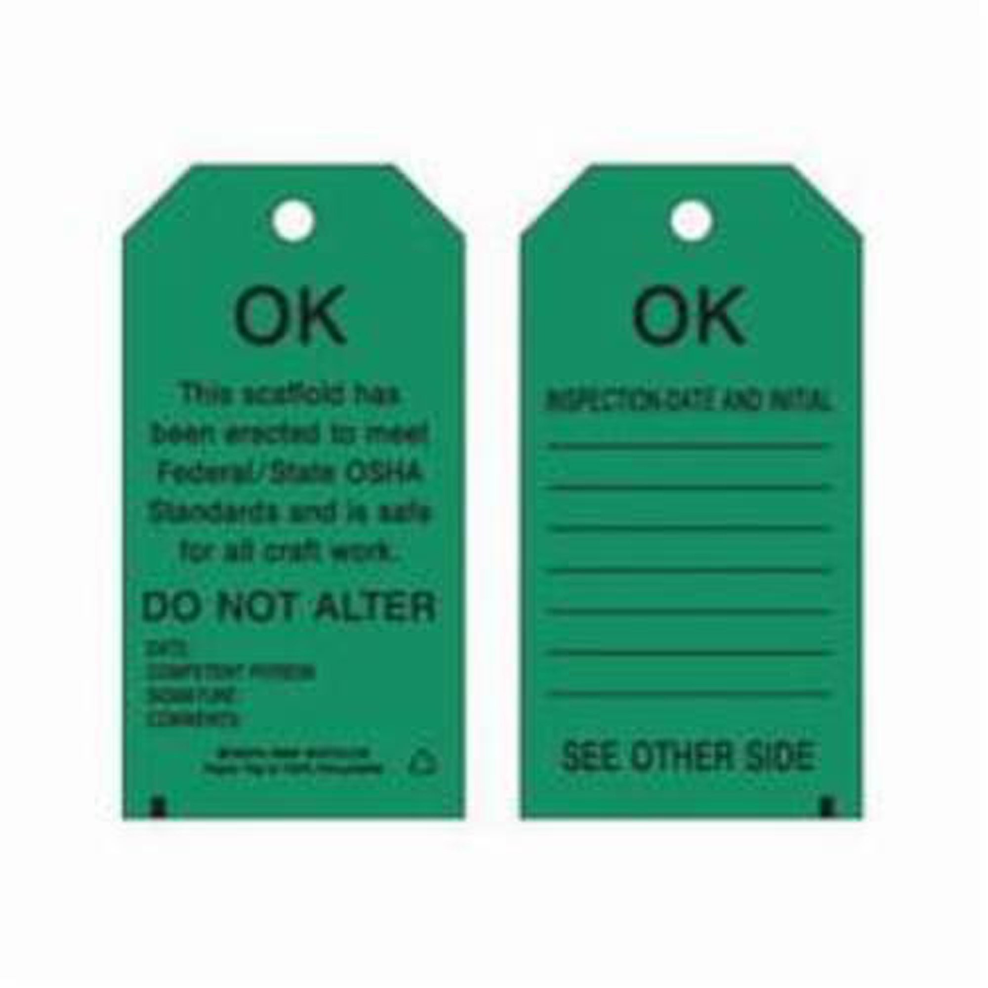 Étiquettes de sécurité pour les échafaudages, Polyester, 3" la x 5-3/4" h, Anglais