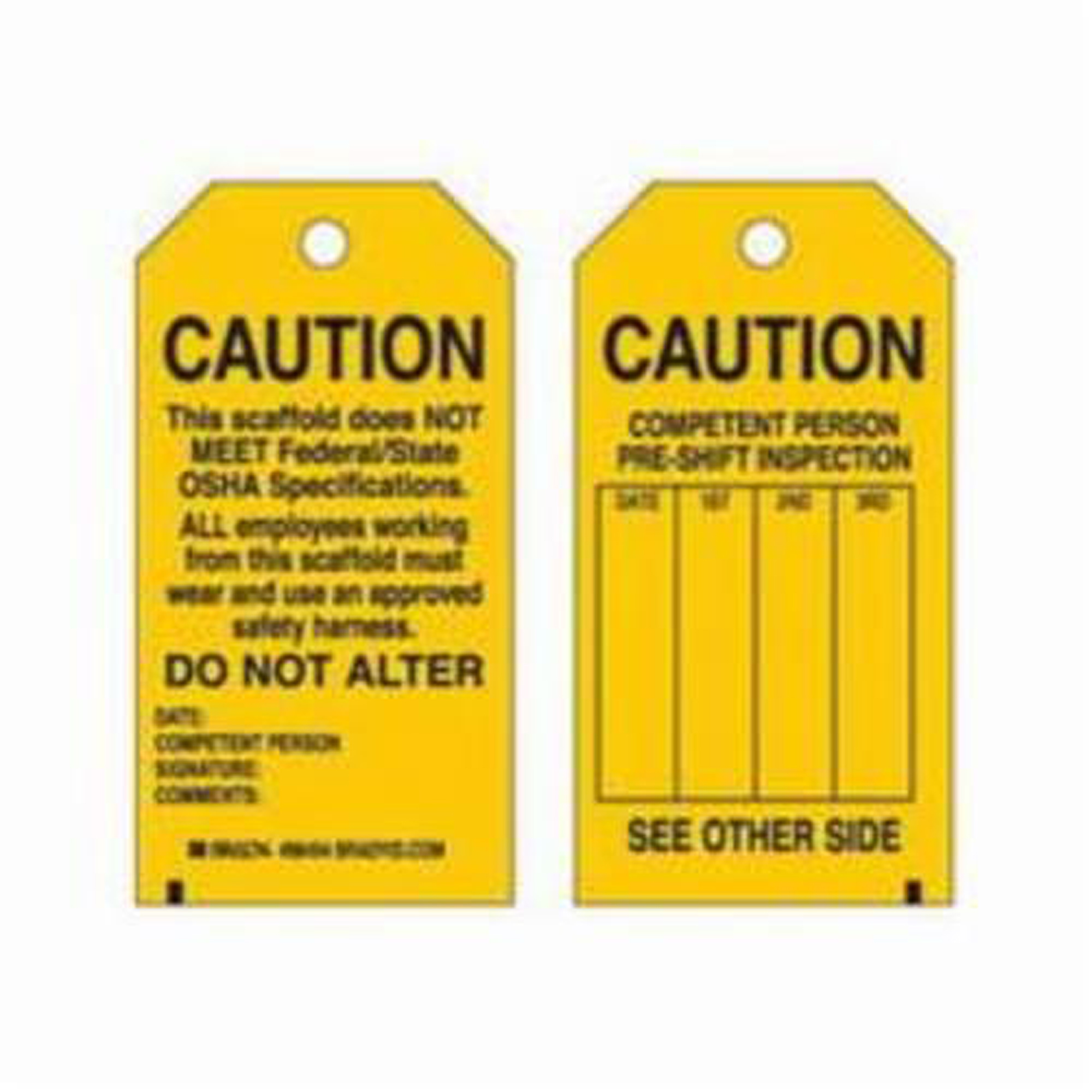 Étiquettes de sécurité pour les échafaudages, Polyester, 3" la x 5-3/4" h, Anglais