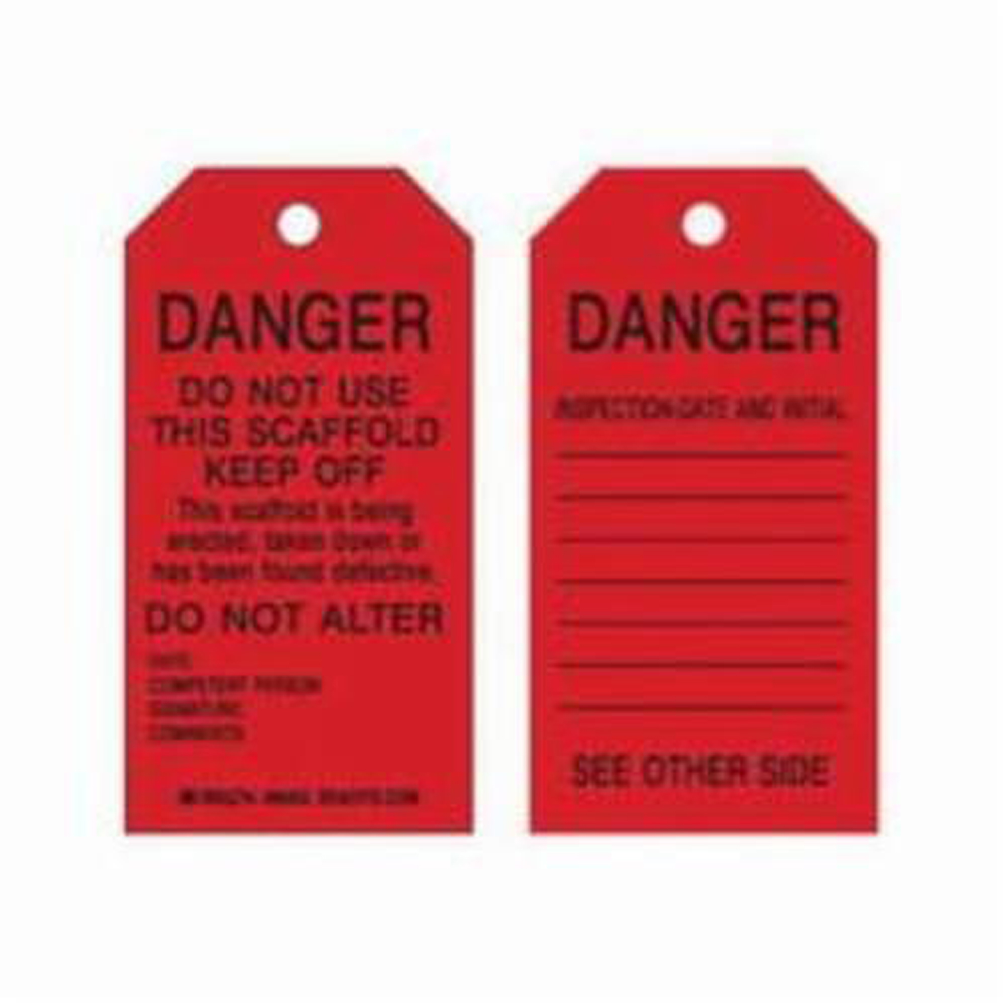 Étiquettes de sécurité pour les échafaudages, Polyester, 3" la x 5-3/4" h, Anglais