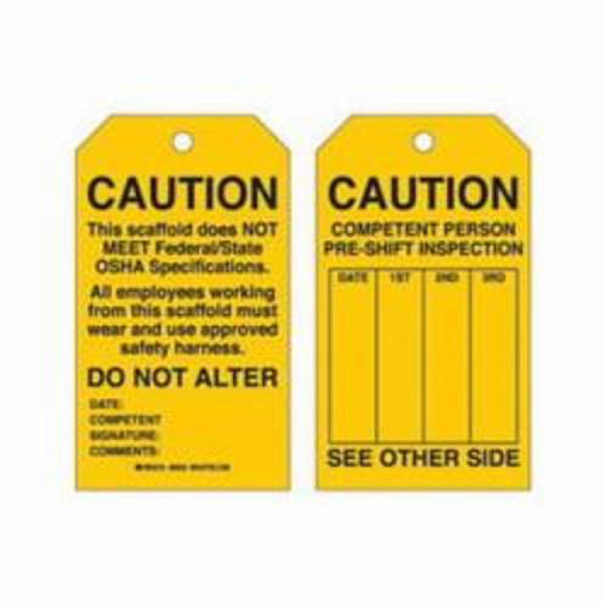 Étiquettes de sécurité pour les échafaudages, Polyester, 4" la x 7" h, Anglais