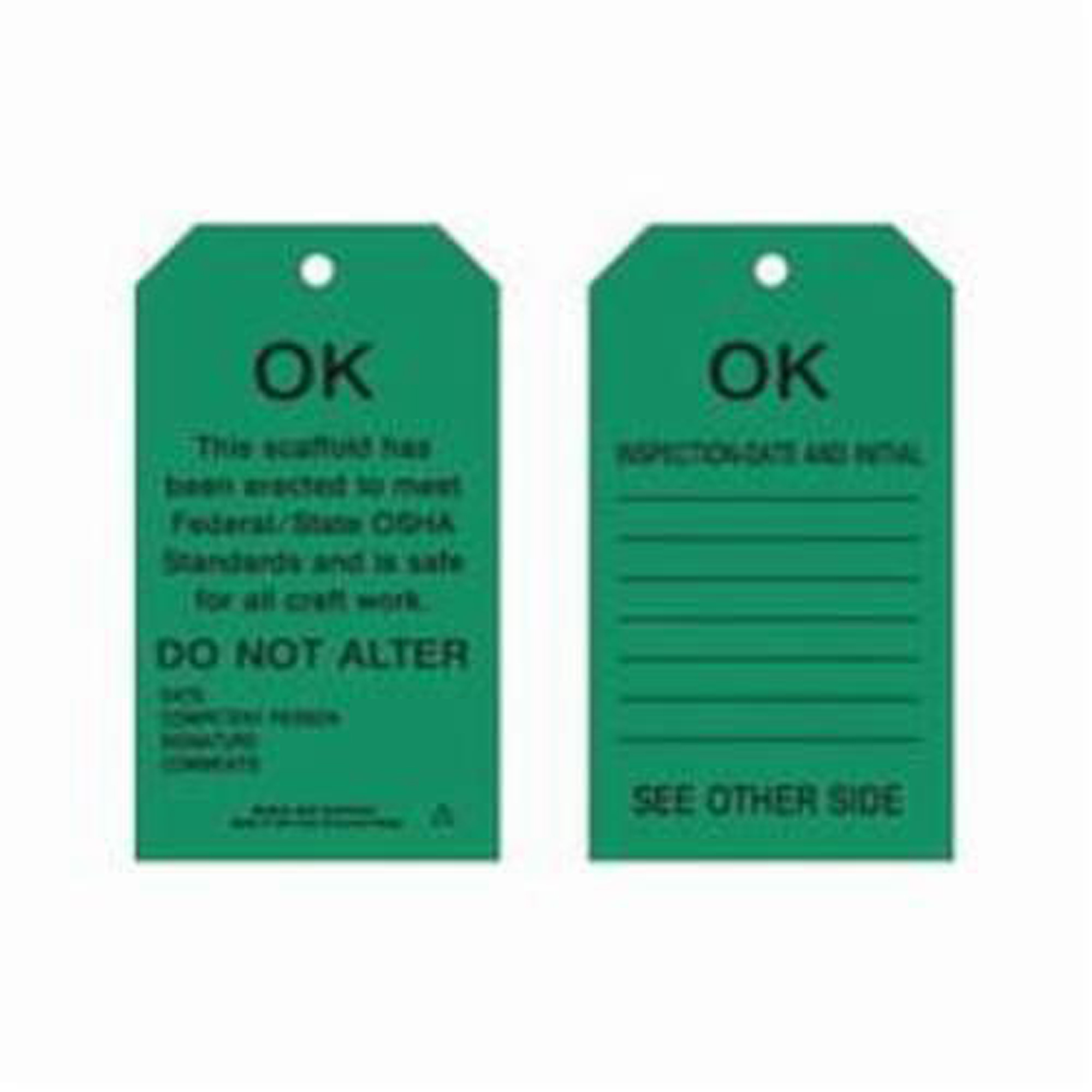 Étiquettes de sécurité pour les échafaudages, Polyester, 4" la x 7" h, Anglais