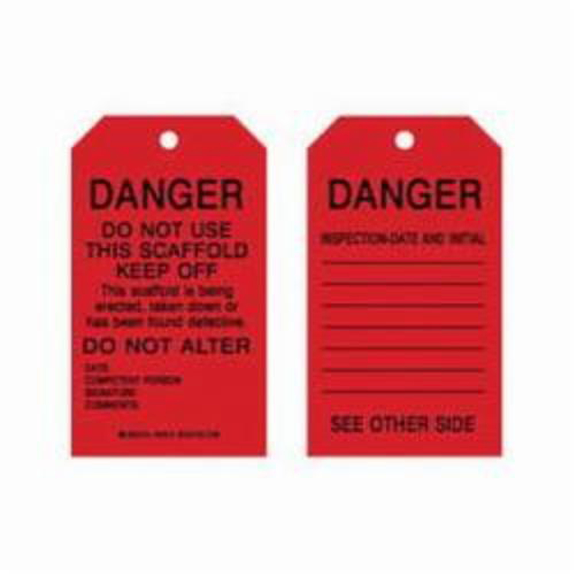 Étiquettes de sécurité pour les échafaudages, Polyester, 4" la x 7" h, Anglais