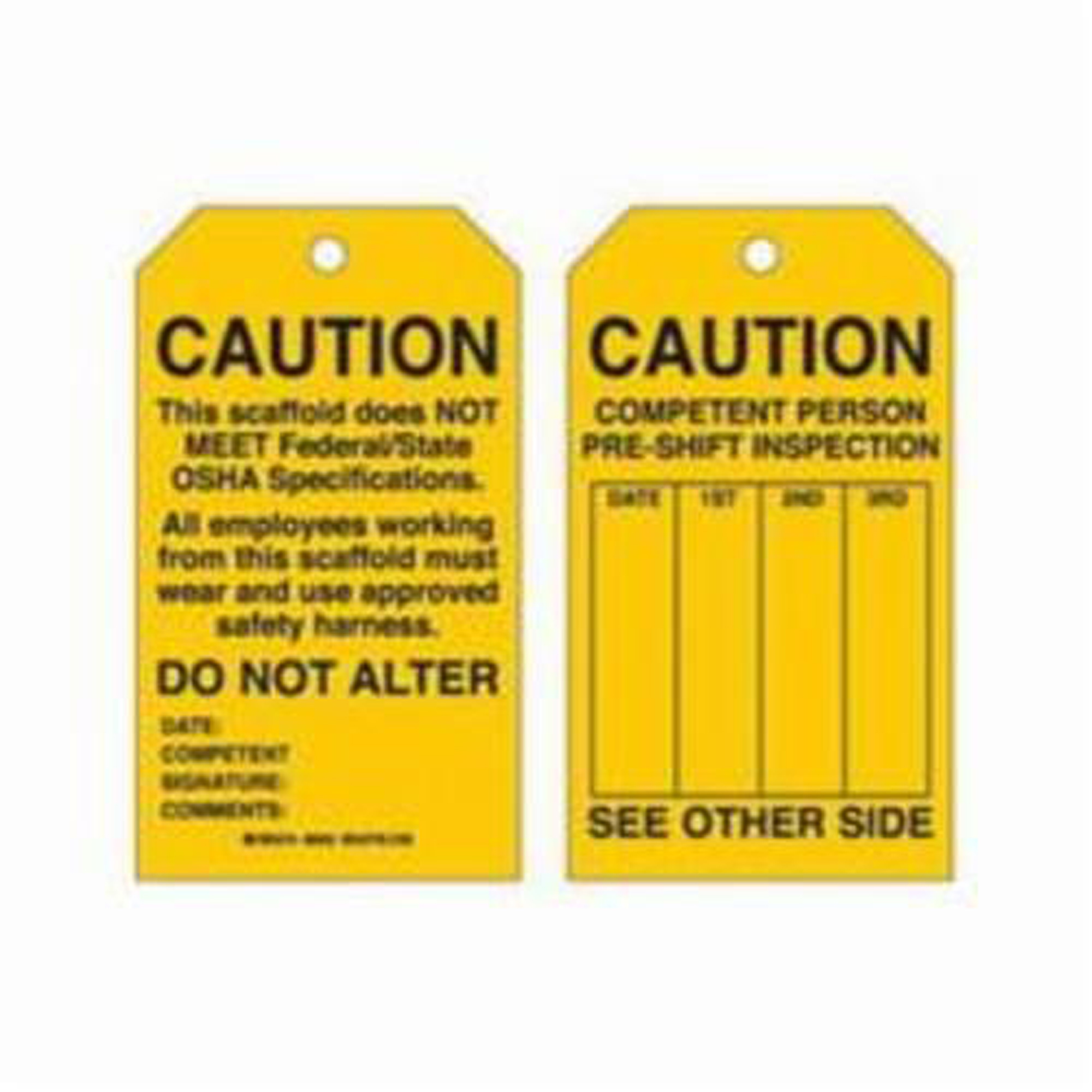 Étiquettes de sécurité pour les échafaudages, Polyester, 4" la x 7" h, Anglais