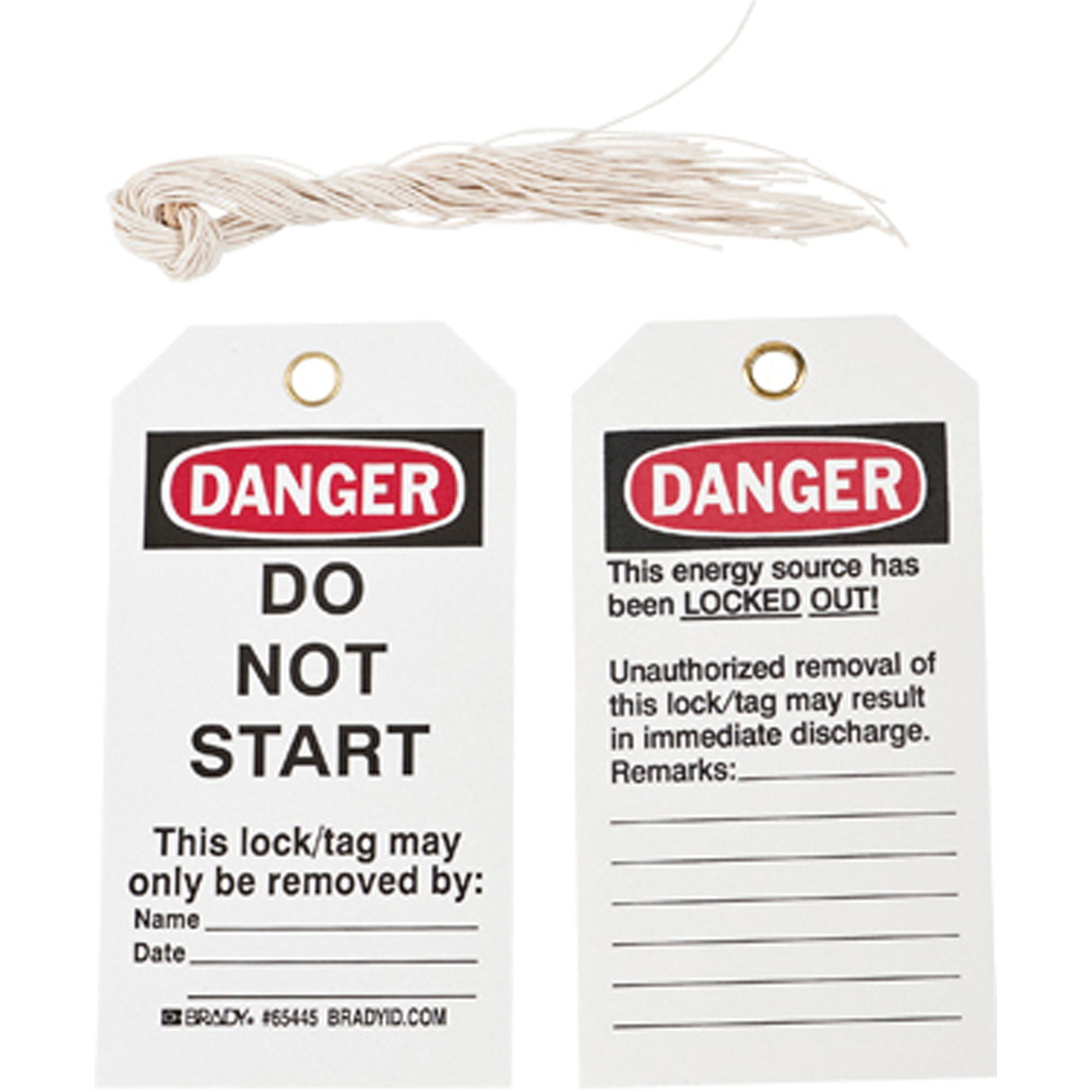 Étiquettes de verrouillage, Plastique, 3" la x 5-3/4" h, Anglais