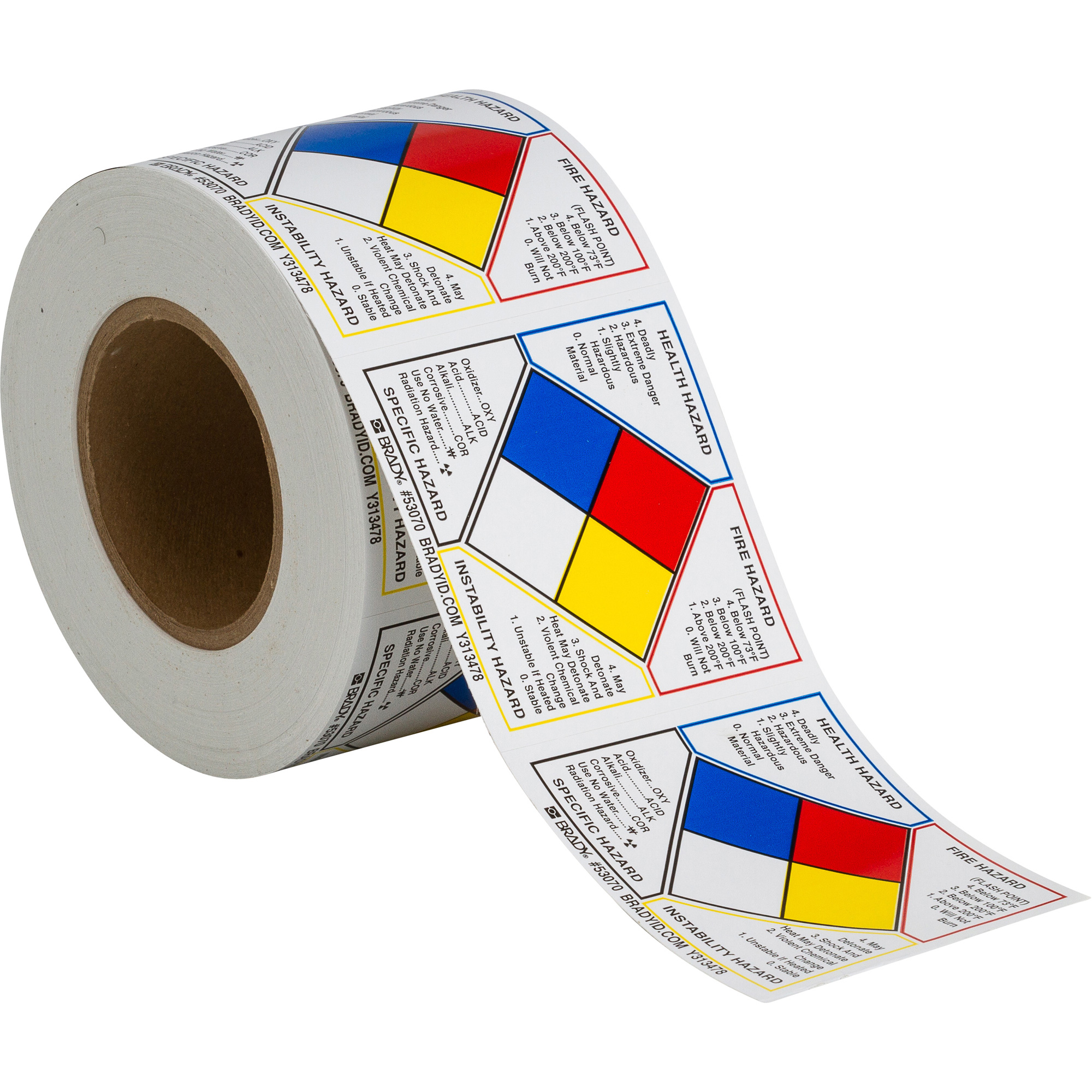 Étiquettes d'identification de danger inscriptibles , Vinyle, Rouleau, 4" lo x 4" la