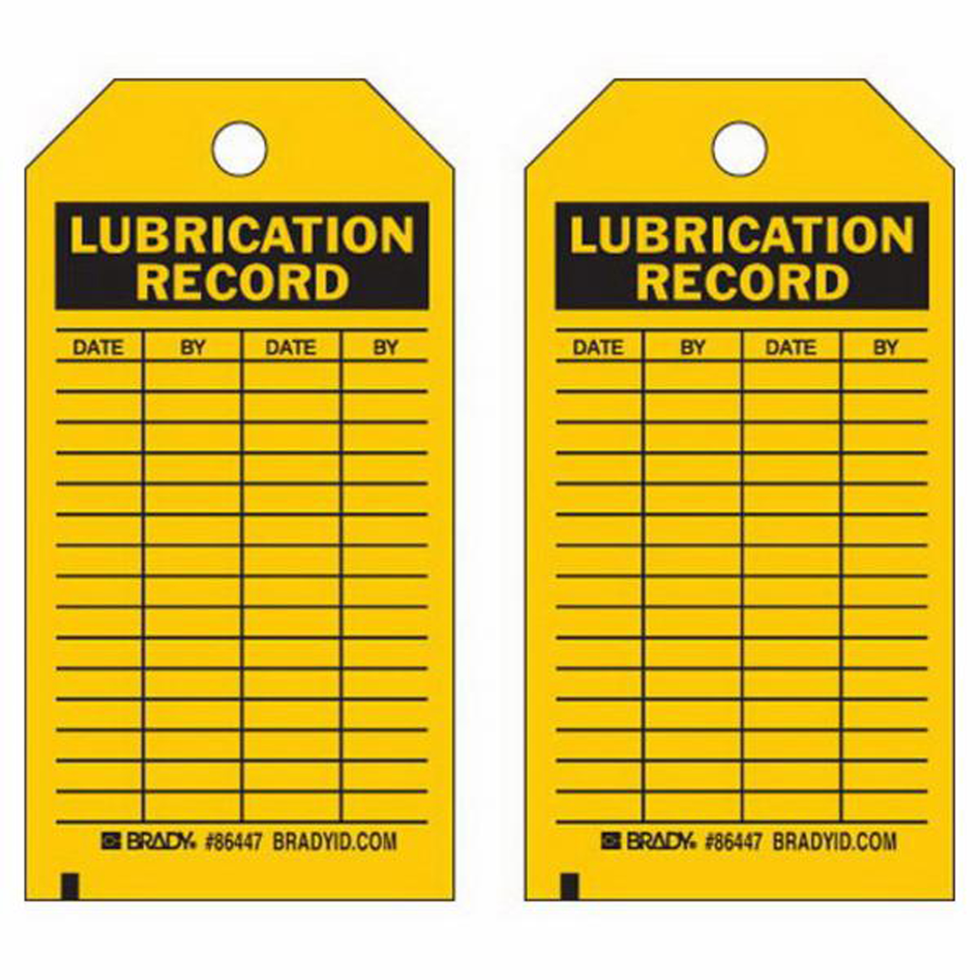 Étiquettes registres de lubrifications, Polyester, 3" la x 5-3/4" h, Anglais