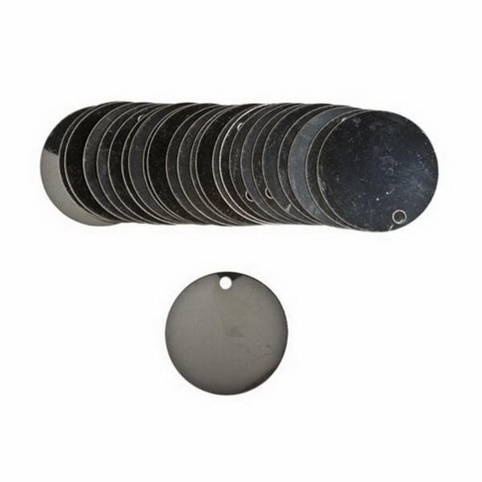 Étiquettes vierges inscriptibles pour vannes, Acier inoxydable, 1,5" dia.