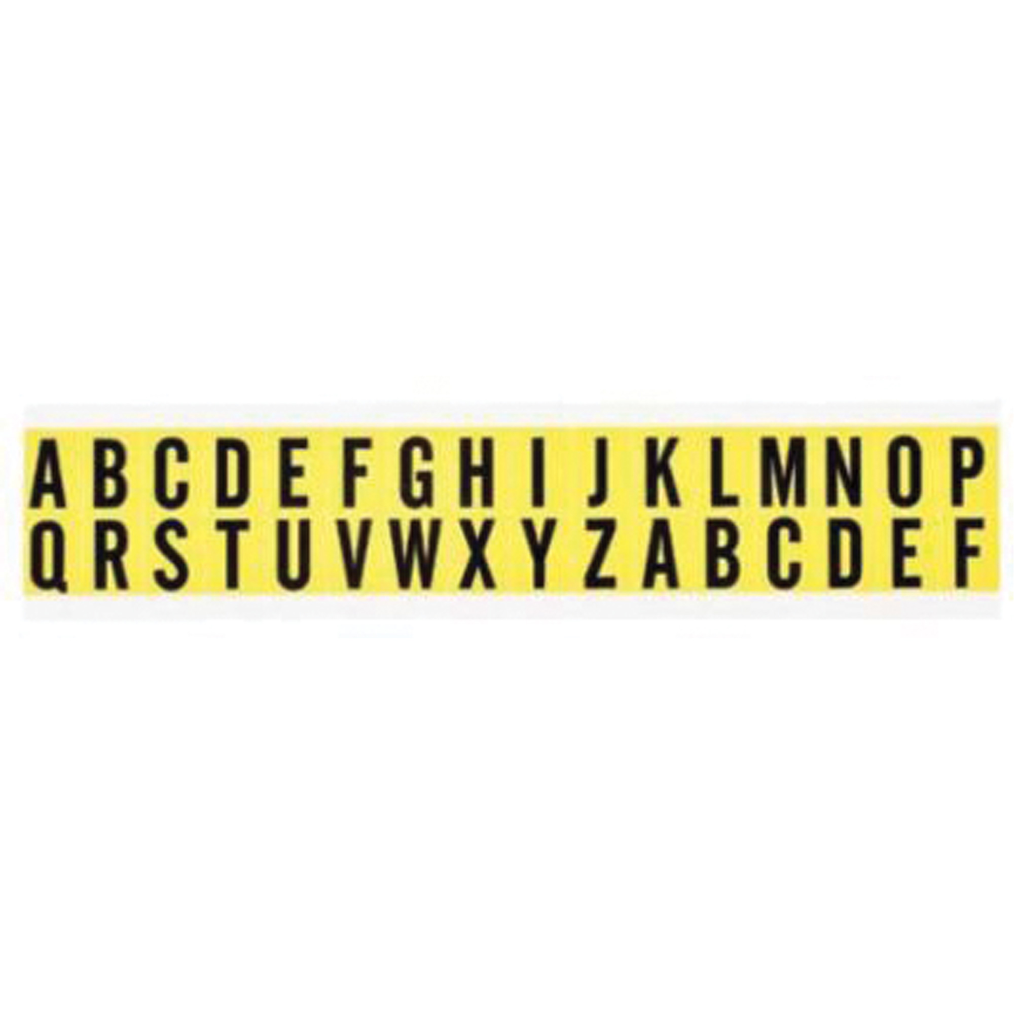 Jeu d'étiquettes de lettres et de chiffres individuels repositionnables, A/B/C/D/E/F/G/H/I/J/K/L/M/N/O/P/Q/R/S/T/U/V/W/X/Y/Z, 5/8" h, Noir sur jaune