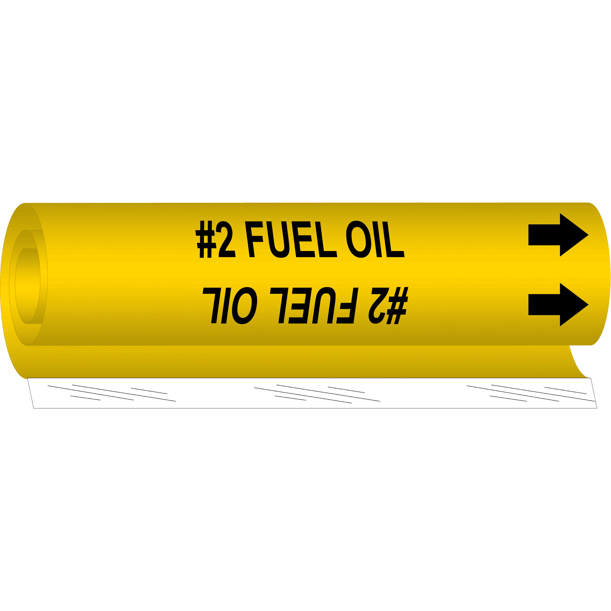 Marqueur de tuyau «#2 Fuel Oil», Enveloppant, 9" h x 8" la, Noir sur jaune