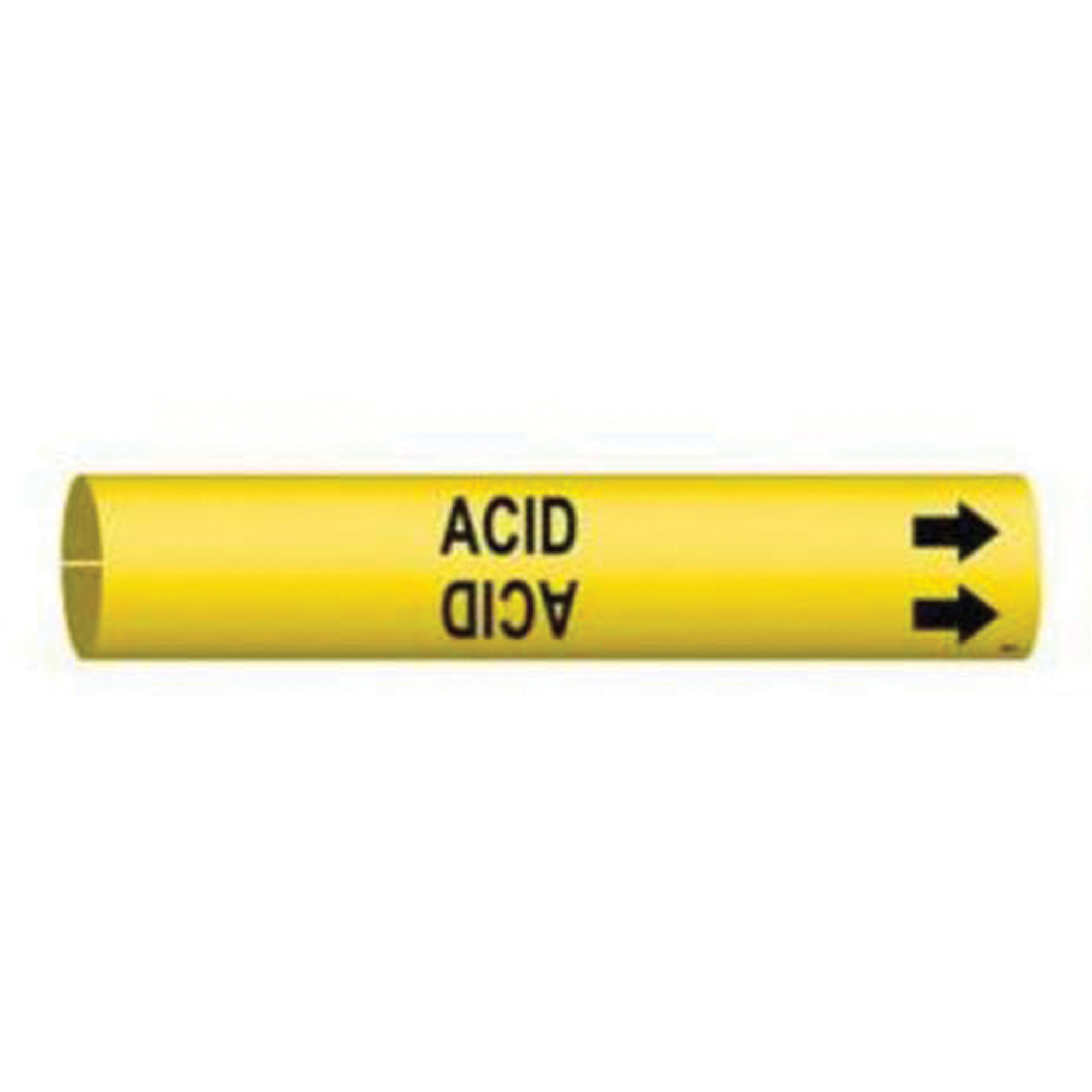 Marqueur de tuyau «Acid», À pression, 2" h x 2" la, Noir sur jaune