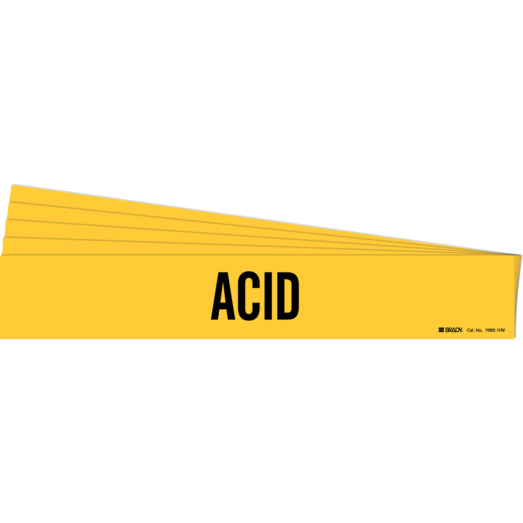 Marqueur de tuyau "Acid", Autocollant, 4" h x 24" la, Noir sur jaune