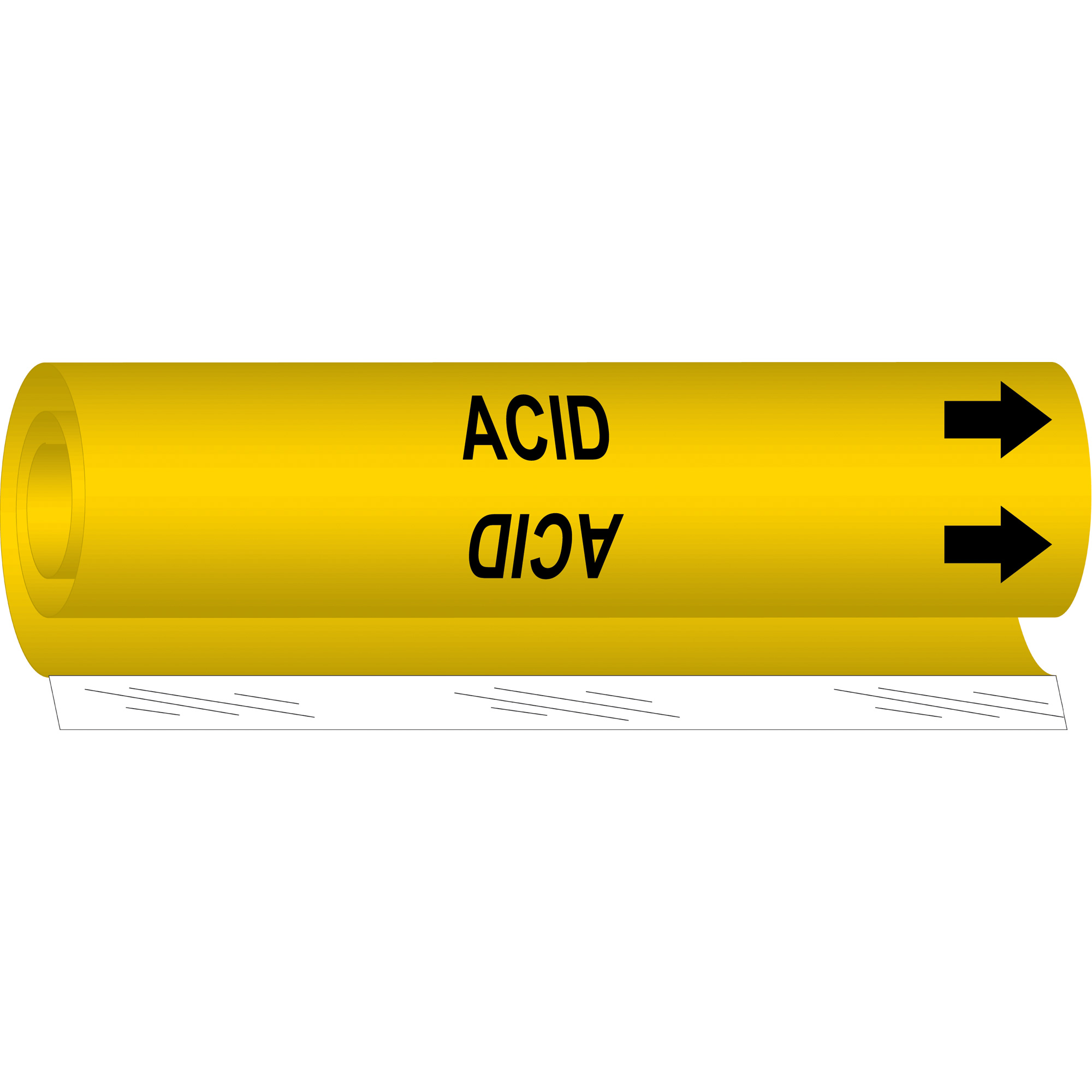 Marqueur de tuyau «Acid», Enveloppant, 9" h x 8" la, Noir sur jaune