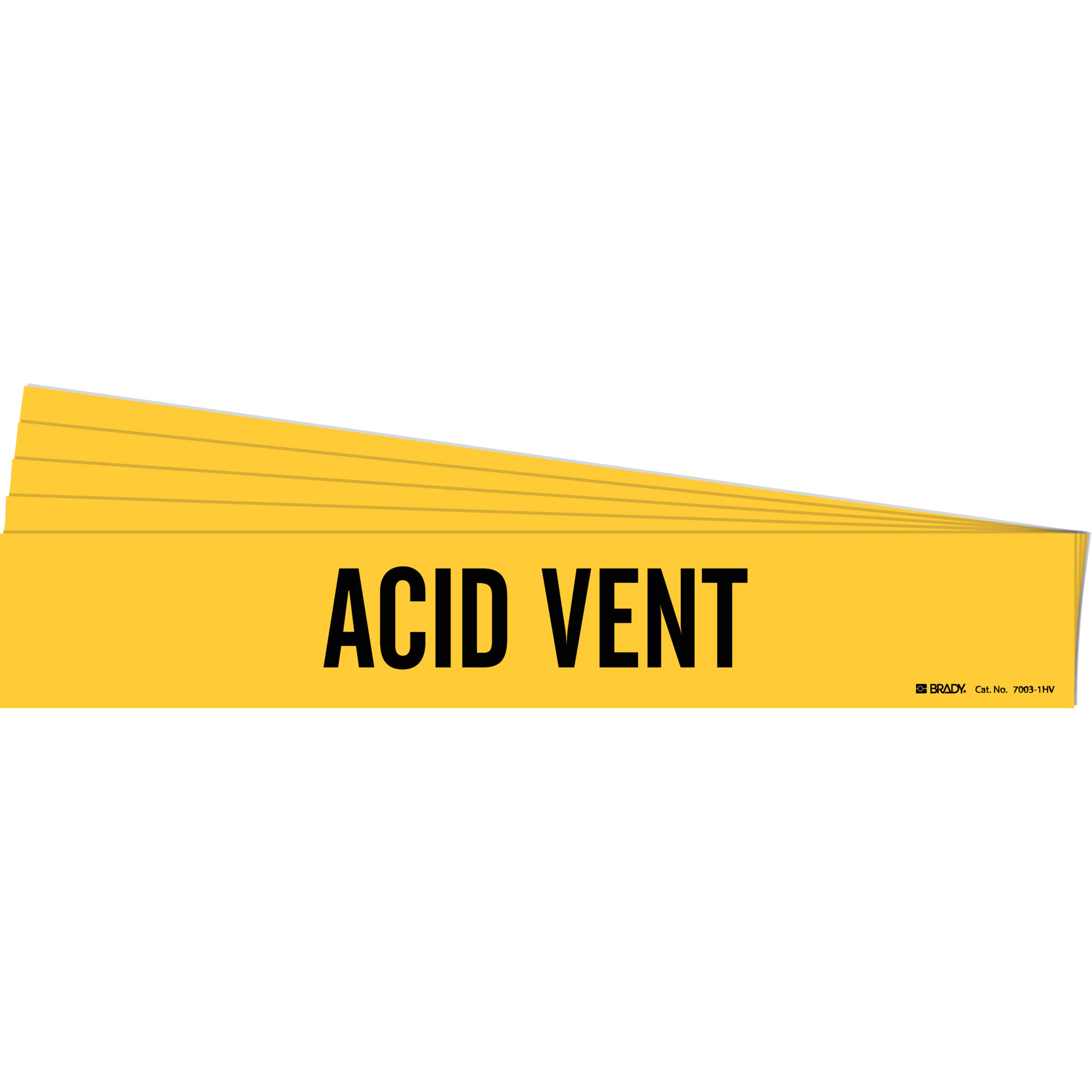 Marqueur de tuyau «Acid Vent», Autocollant, 4" h x 24" la, Noir sur jaune