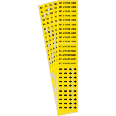 Marqueur de tuyau «Activated Sludge», Autocollant, 2-1/4" h x 2-3/4" la, Noir sur jaune