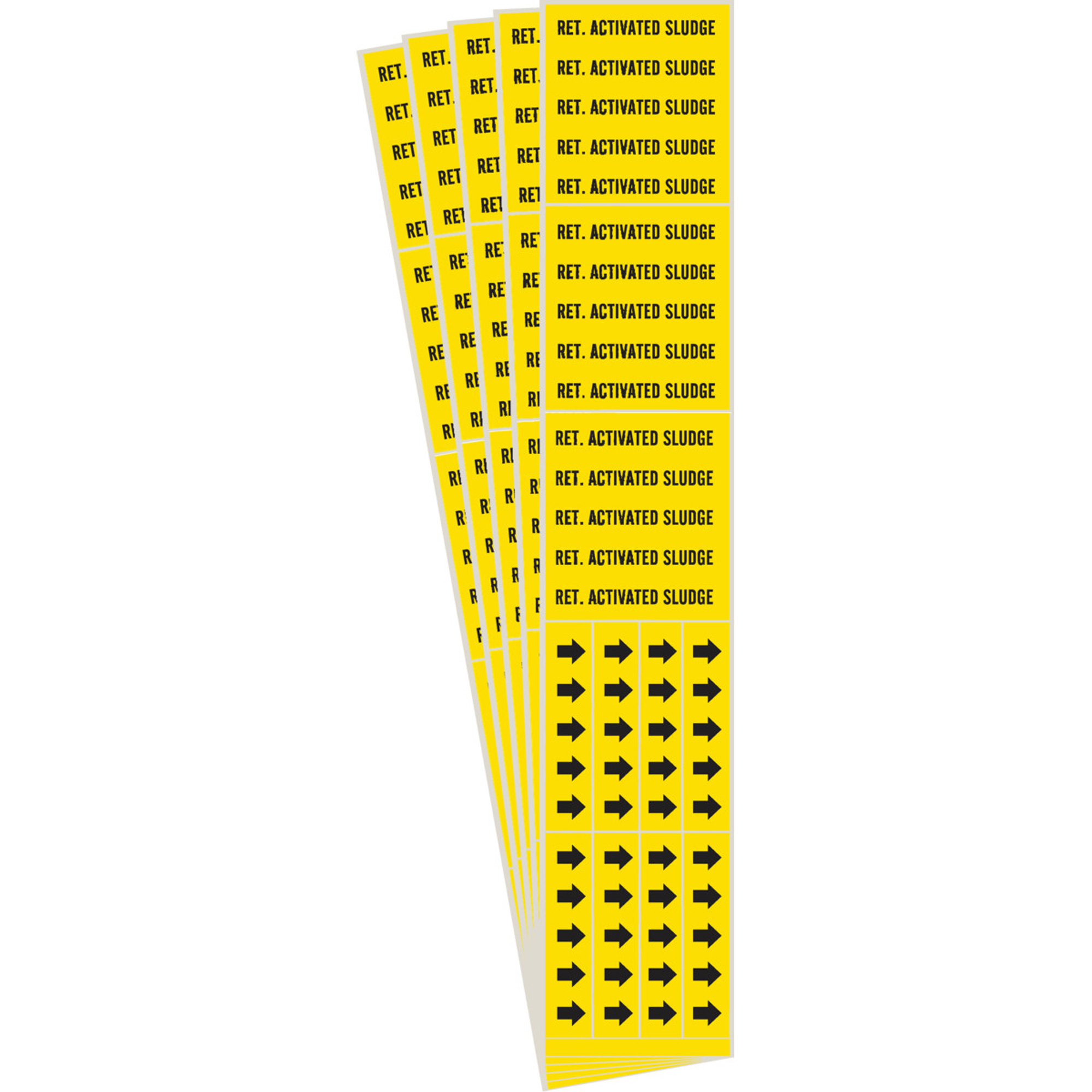 Marqueur de tuyau «Activated Sludge», Autocollant, 2-1/4" h x 2-3/4" la, Noir sur jaune