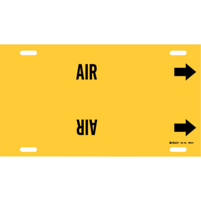 Marqueur de tuyau «Air», À attacher, 10" h x 24" la, Noir sur jaune
