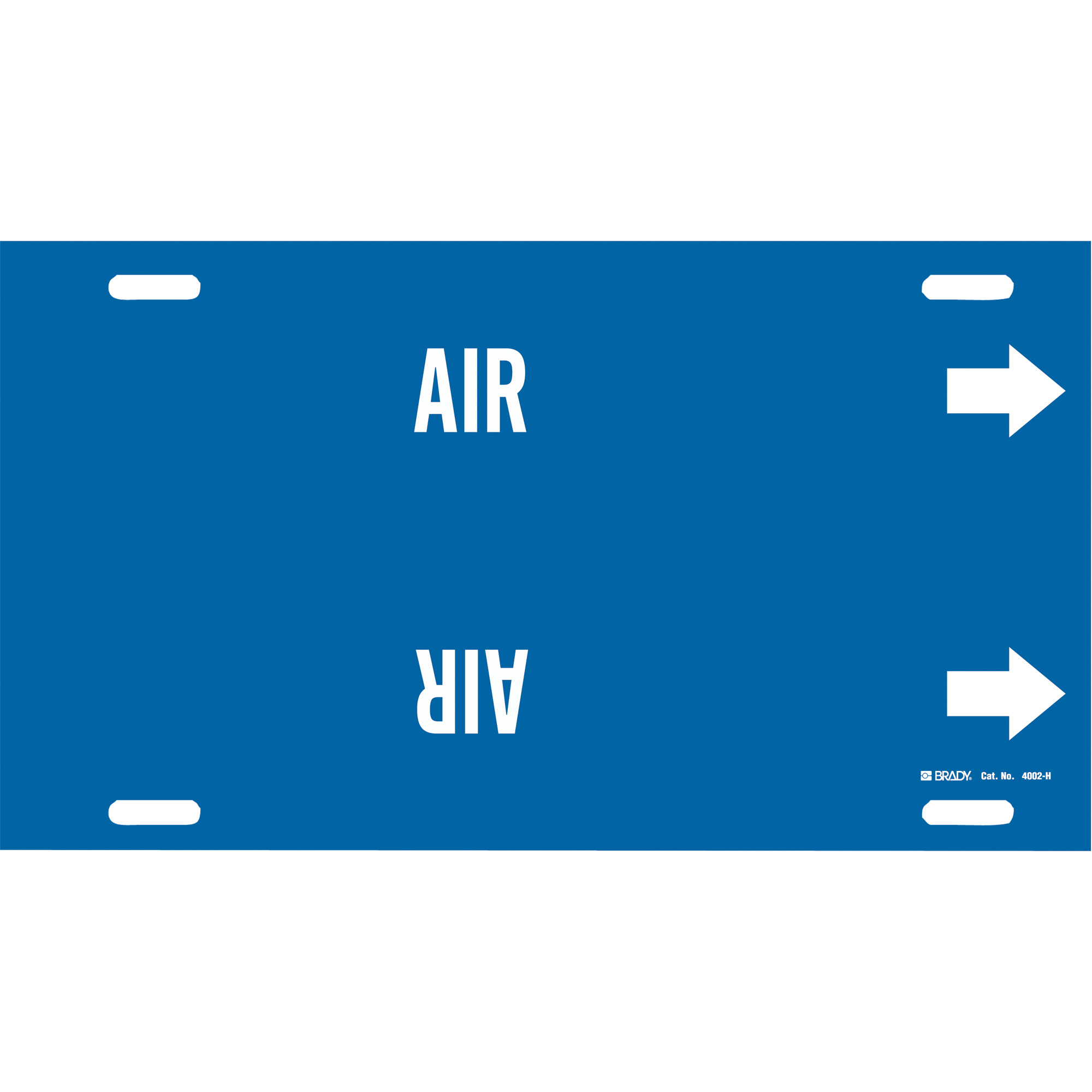 Marqueur de tuyau «Air», À attacher, 10" h x 32" la, Blanc/bleu