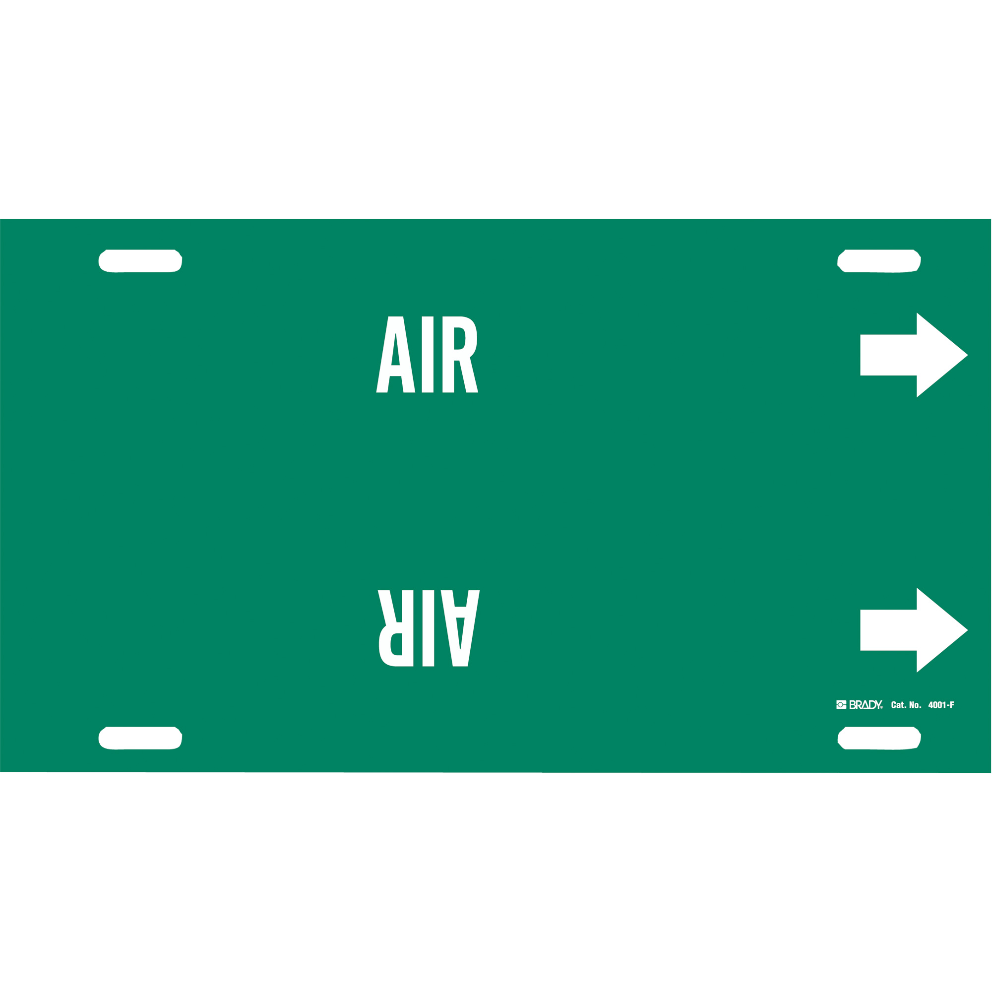 Marqueur de tuyau «Air», À attacher, 8" h x 16" la, Blanc/vert