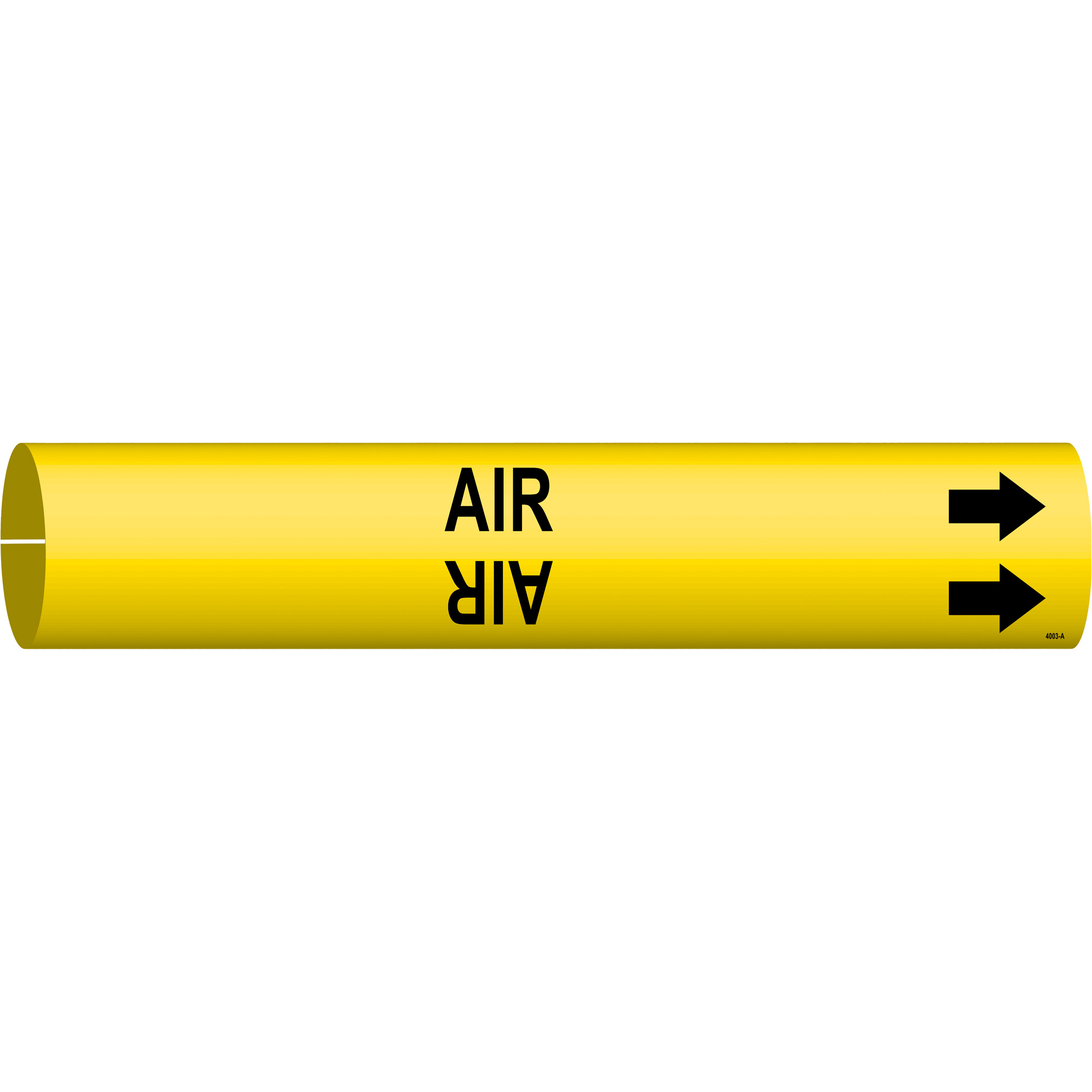 Marqueur de tuyau «Air», À pression, 13/16" h x 13/16" la, Noir sur jaune