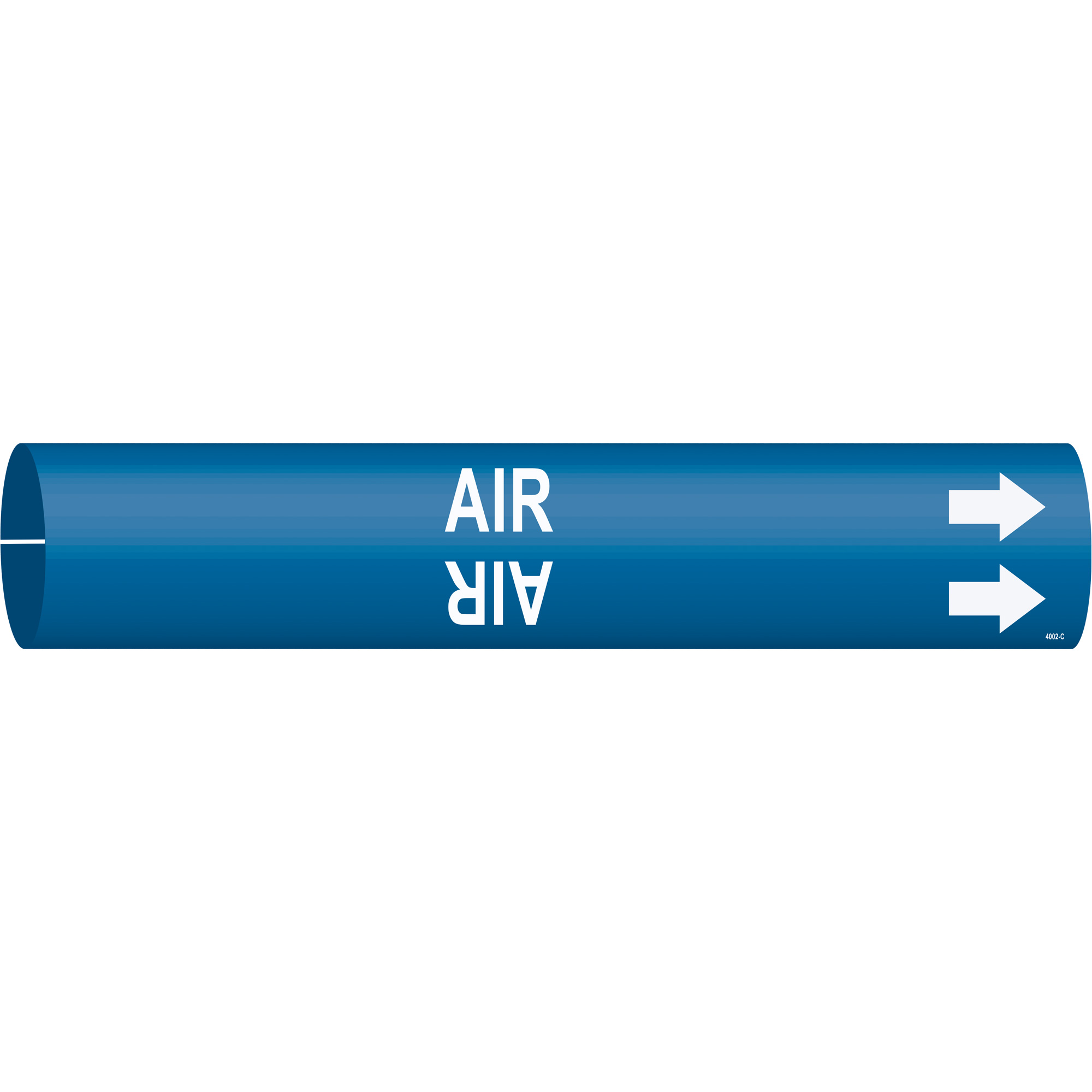 Marqueur de tuyau «Air», À pression, 2" h x 2" la, Blanc/bleu