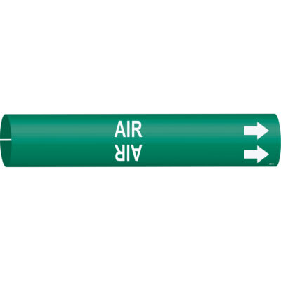 Marqueur de tuyau «Air», À pression, 2" h x 2" la, Blanc/vert