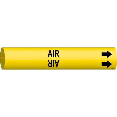 Marqueur de tuyau «Air», À pression, 2" h x 2" la, Noir sur jaune