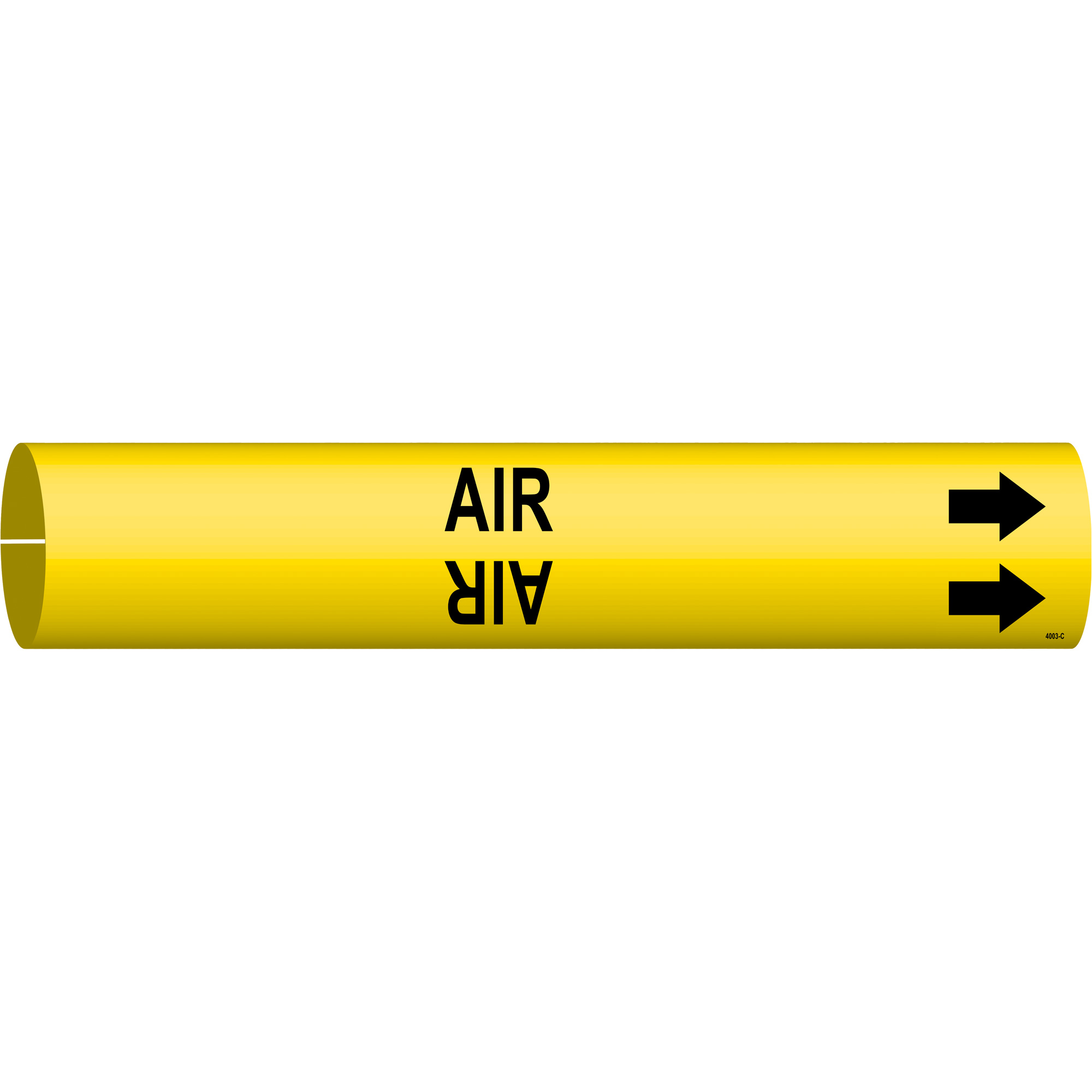 Marqueur de tuyau «Air», À pression, 2" h x 2" la, Noir sur jaune