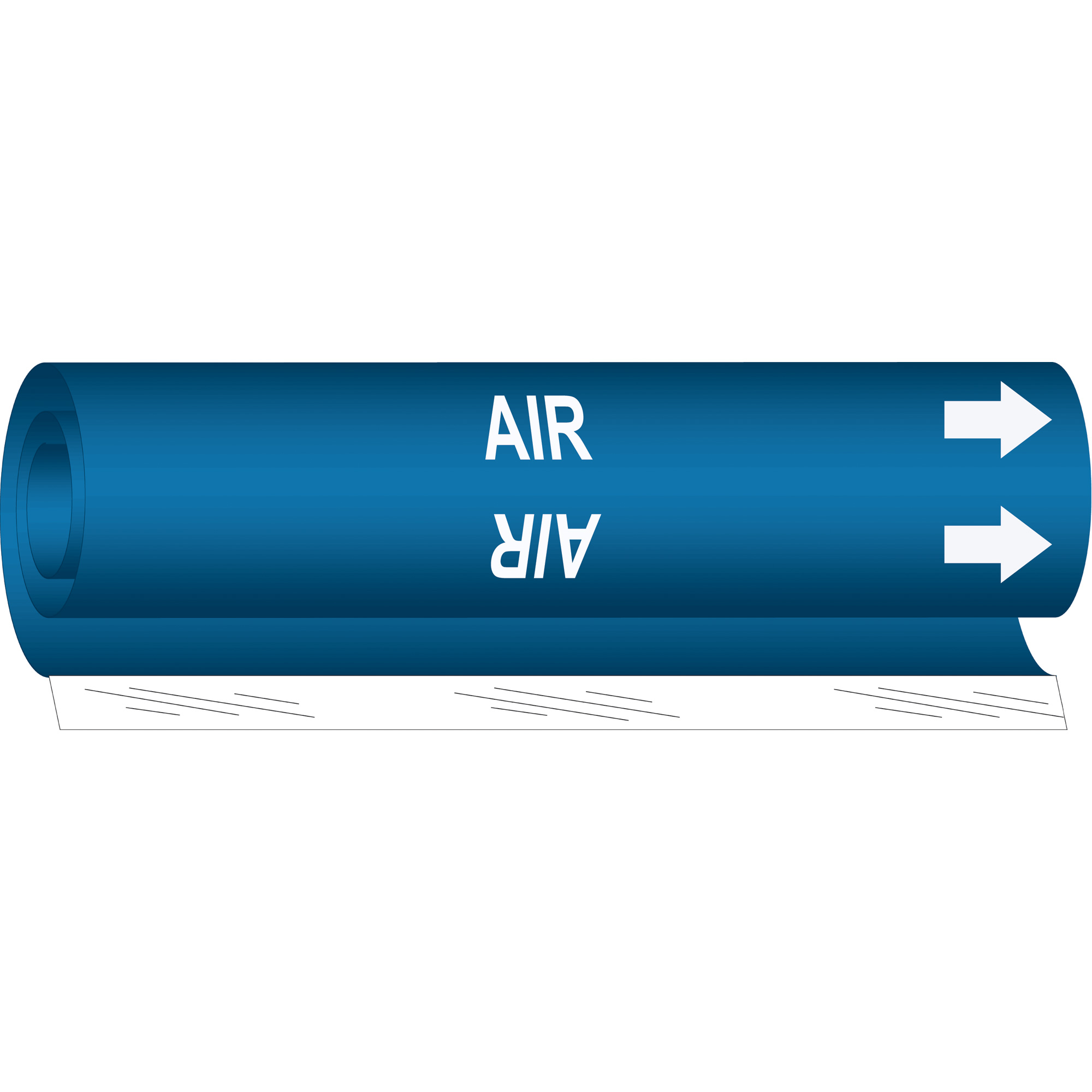 Marqueur de tuyau «Air», Enveloppant, 5" h x 8" la, Blanc/bleu