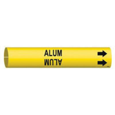 Marqueur de tuyau «Alum», À pression, 13/16" h x 13/16" la, Noir sur jaune