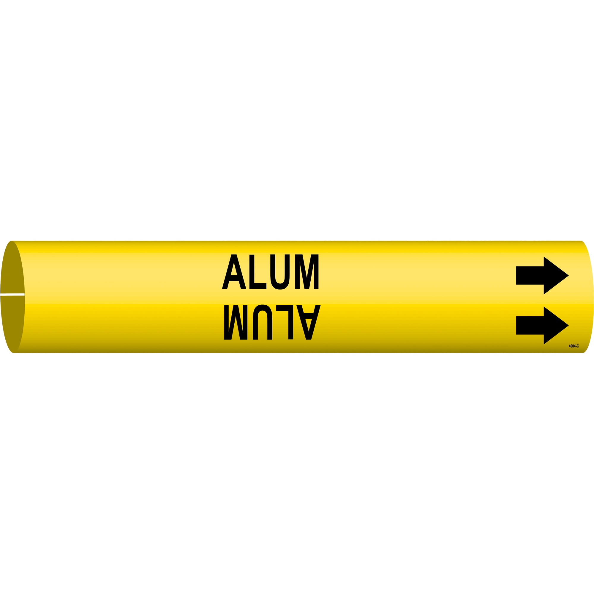 Marqueur de tuyau «Alum», À pression, 2" h x 2" la, Noir sur jaune