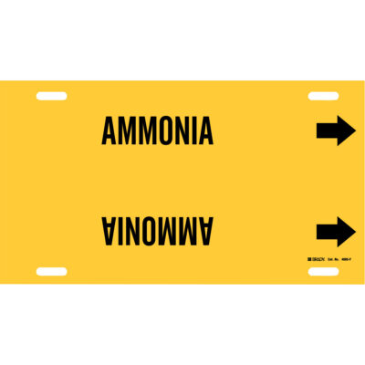 Marqueur de tuyau «Ammonia», À attacher, 8" h x 16" la, Noir sur jaune