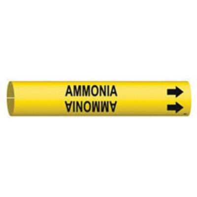 Marqueur de tuyau «Ammonia», À pression, 13/16" h x 13/16" la, Noir sur jaune