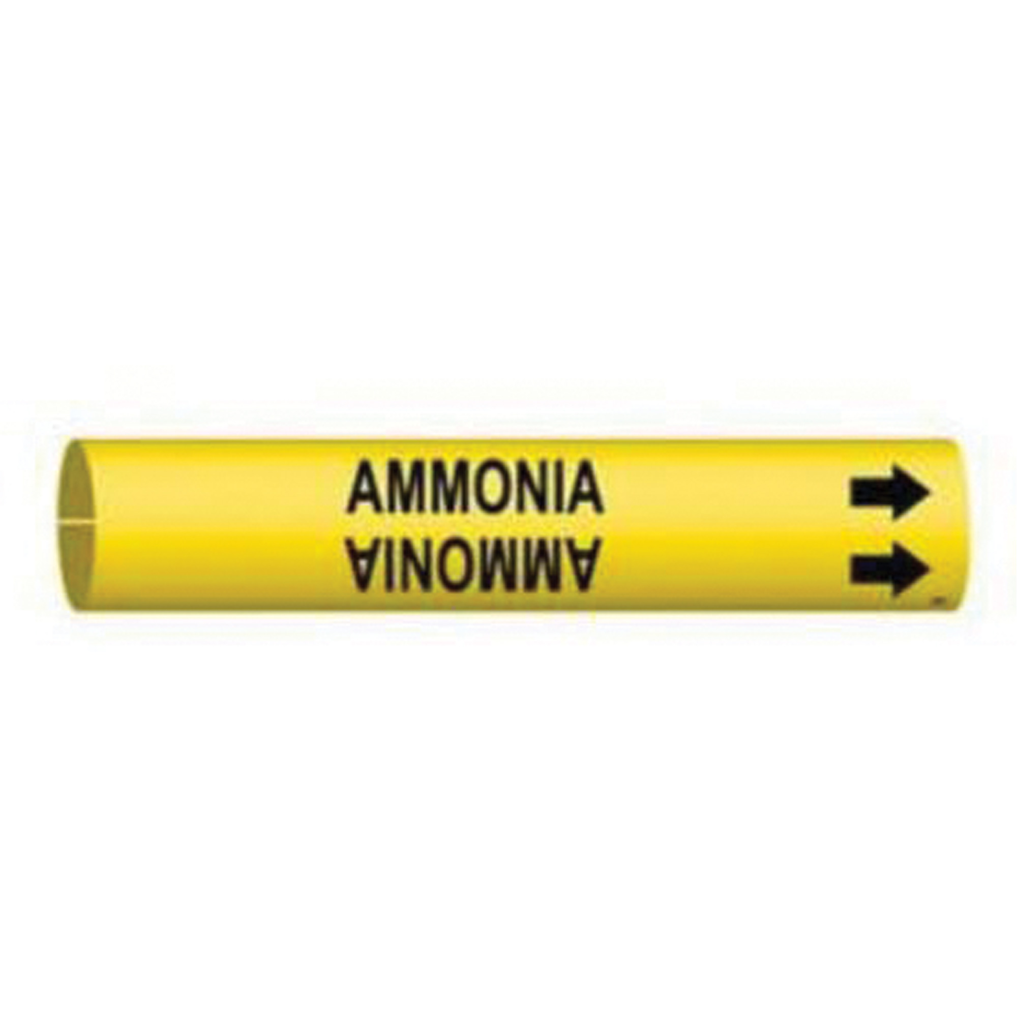 Marqueur de tuyau «Ammonia», À pression, 2" h x 2" la, Noir sur jaune