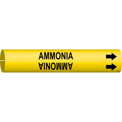 Marqueur de tuyau «Ammonia», À pression, 7/8" h x 7/8" la, Noir sur jaune