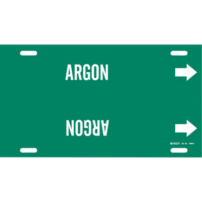 Marqueur de tuyau «Argon», À attacher, 8" h x 16" la, Blanc/vert