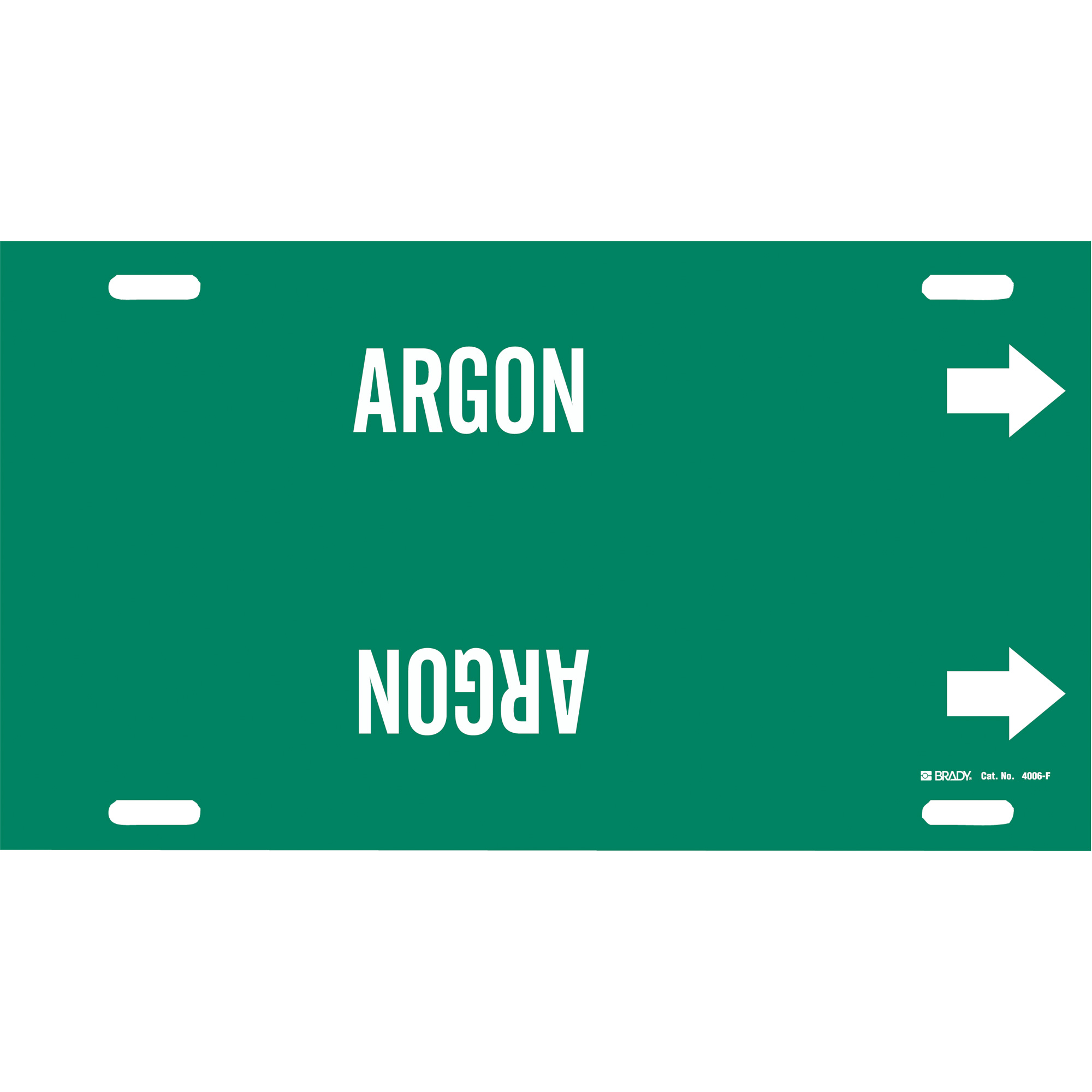 Marqueur de tuyau «Argon», À attacher, 8" h x 16" la, Blanc/vert