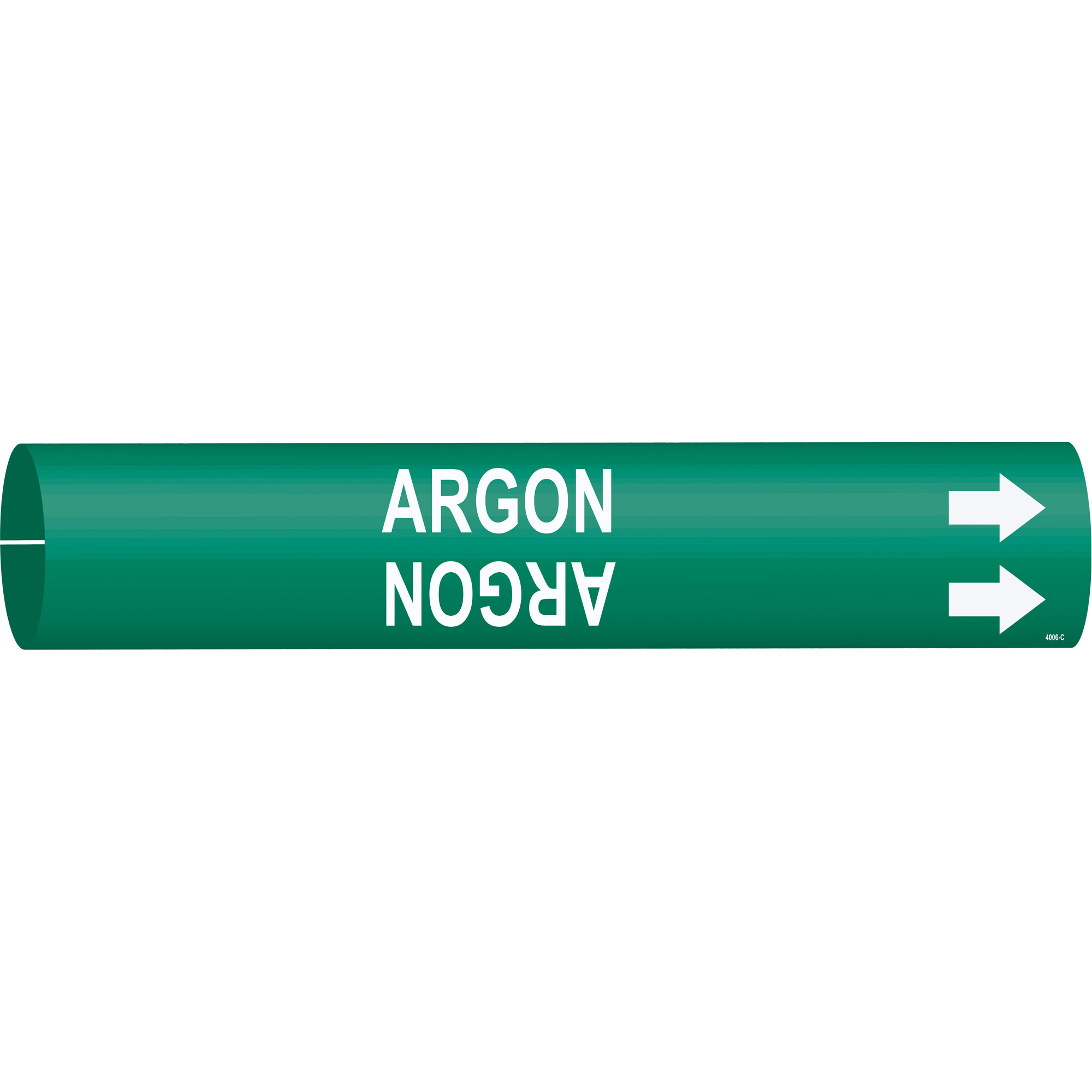 Marqueur de tuyau «Argon», À pression, 2" h x 2" la, Blanc/vert