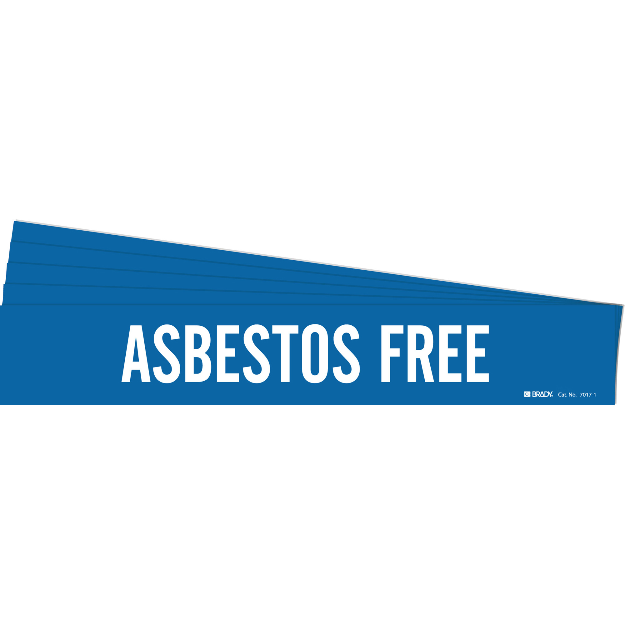 Marqueur de tuyau «Asbestos Free», Autocollant, 2-1/4" h x 14" la, Blanc/bleu