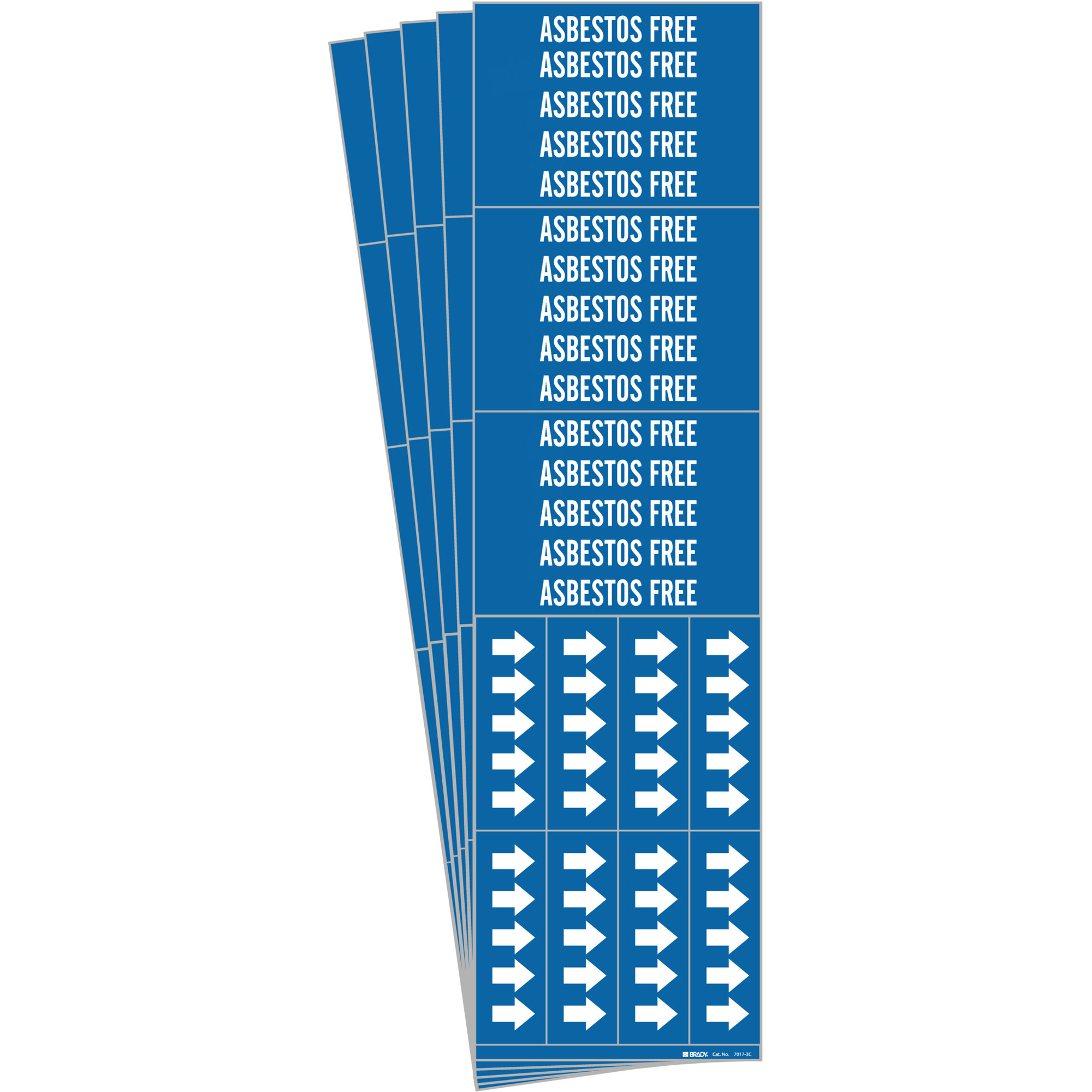 Marqueur de tuyau «Asbestos Free», Autocollant, 2-1/4" h x 2-3/4" la, Blanc/bleu