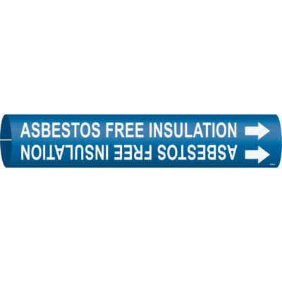 Marqueur de tuyau «Asbestos Free Insulation», À pression, 13/16" h x 13/16" la, Blanc/bleu
