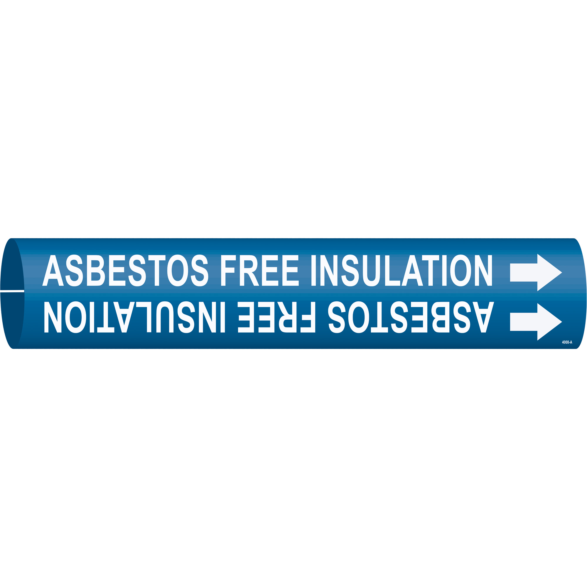 Marqueur de tuyau «Asbestos Free Insulation», À pression, 13/16" h x 13/16" la, Blanc/bleu