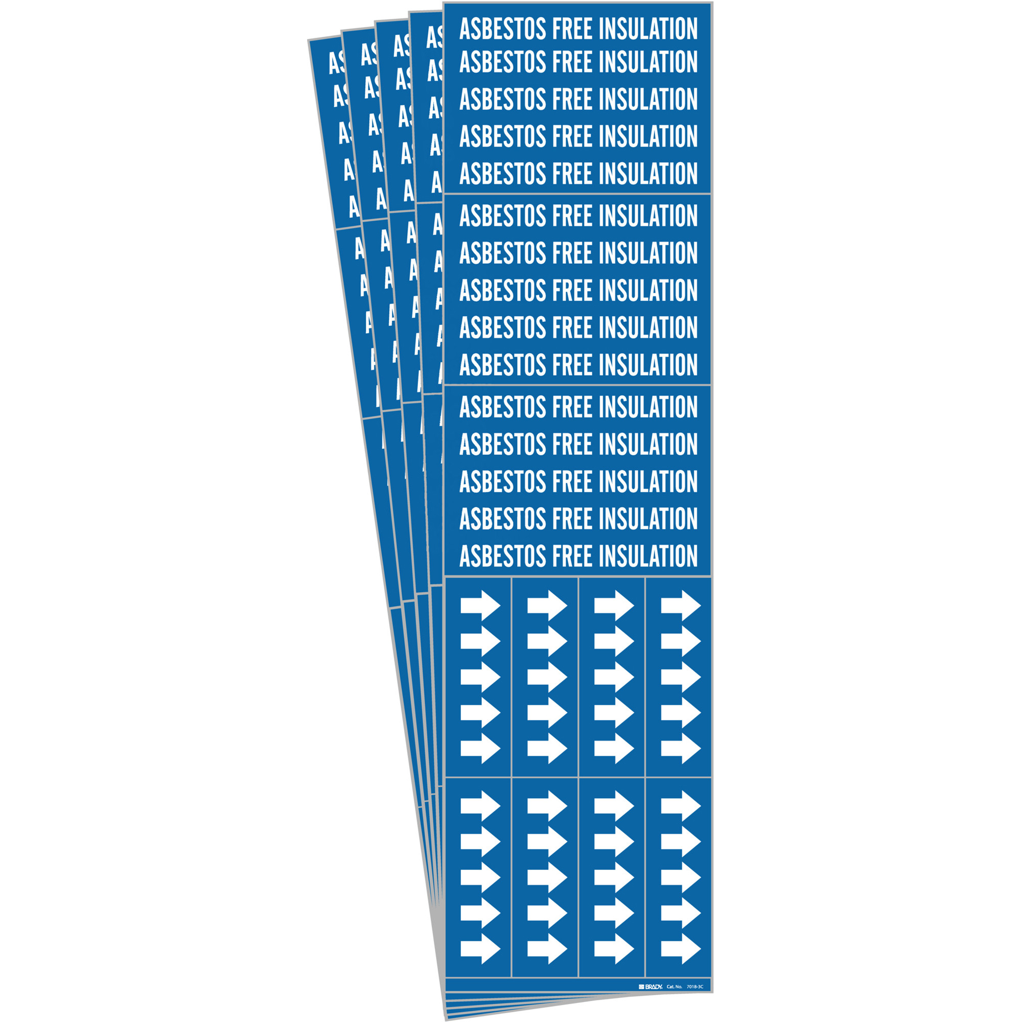 Marqueur de tuyau «Asbestos Free Insulation», Autocollant, 2-1/4" h x 2-3/4" la, Blanc/bleu