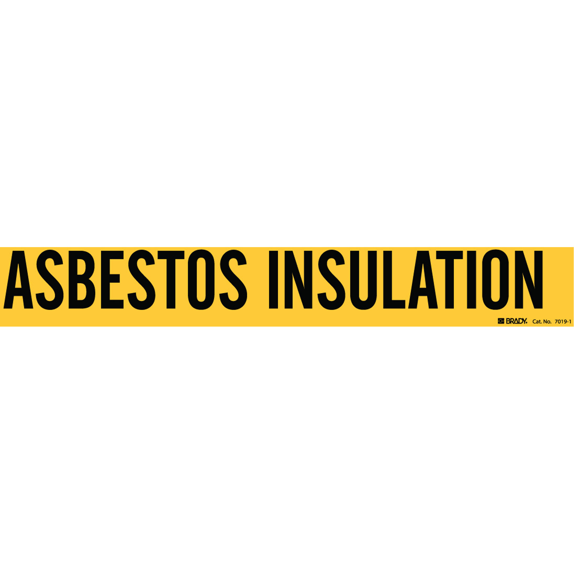 Marqueur de tuyau «Asbestos Insulation», Autocollant, 2-1/4" h x 14" la, Noir sur jaune
