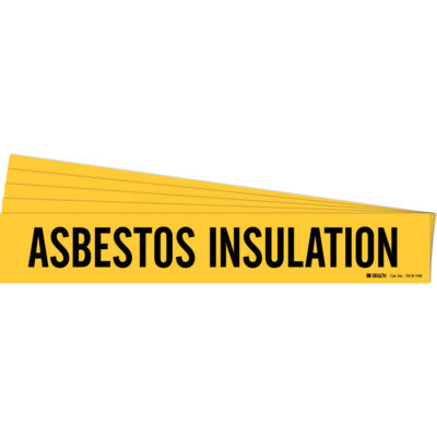 Marqueur de tuyau «Asbestos Insulation», Autocollant, 4" h x 24" la, Noir sur jaune