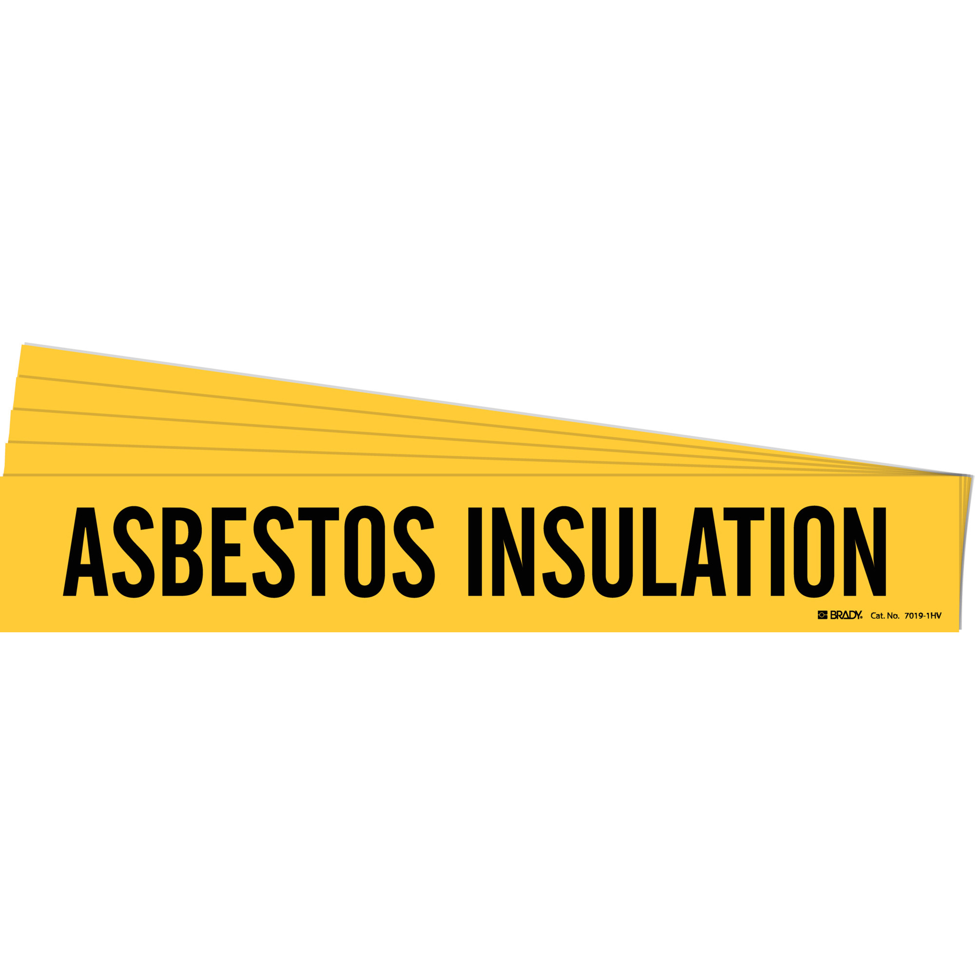 Marqueur de tuyau «Asbestos Insulation», Autocollant, 4" h x 24" la, Noir sur jaune
