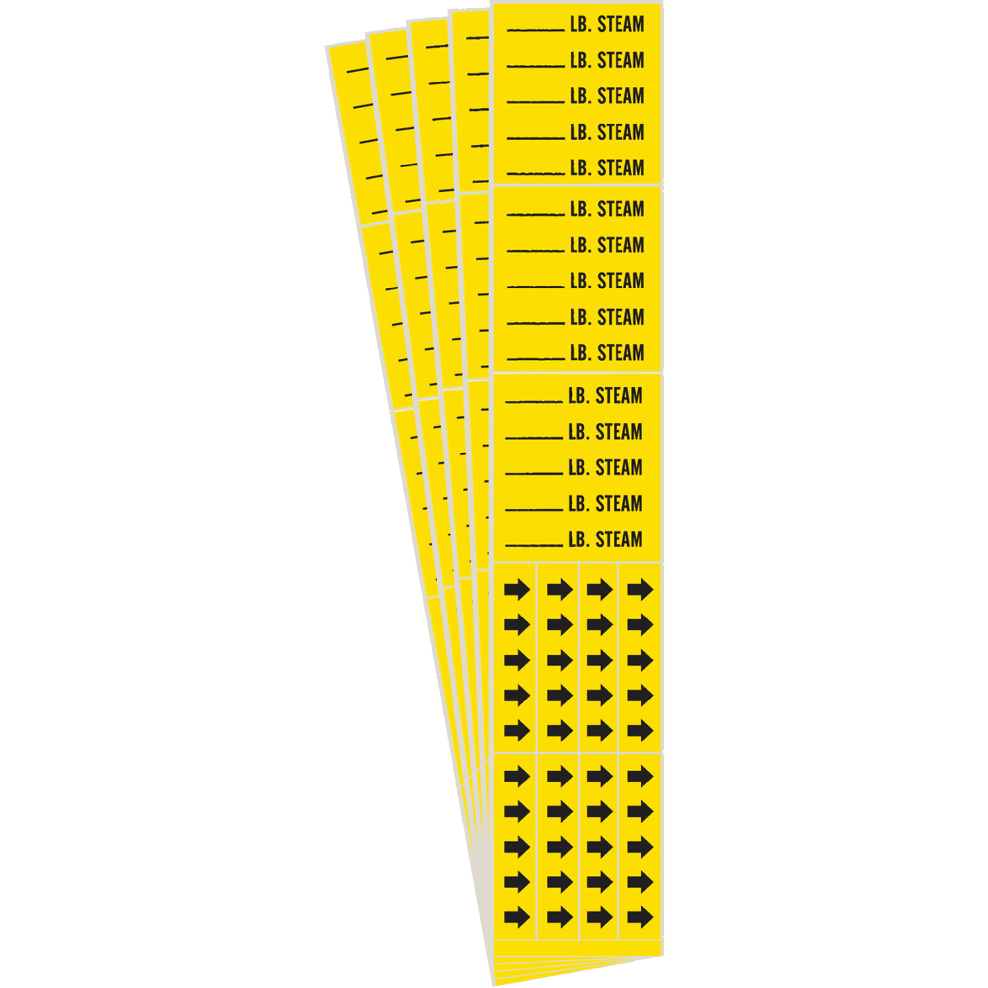 Marqueur de tuyau avec espace vierge suivi de «LB. Steam», Autocollant, 2-1/4" h x 2-3/4" la, Noir sur jaune