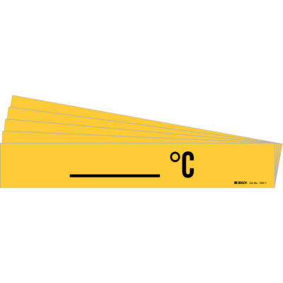 Marqueur de tuyau avec espace vierge suivi du symbole «°C », Autocollant, 2-1/4" h x 14" la, Noir sur jaune