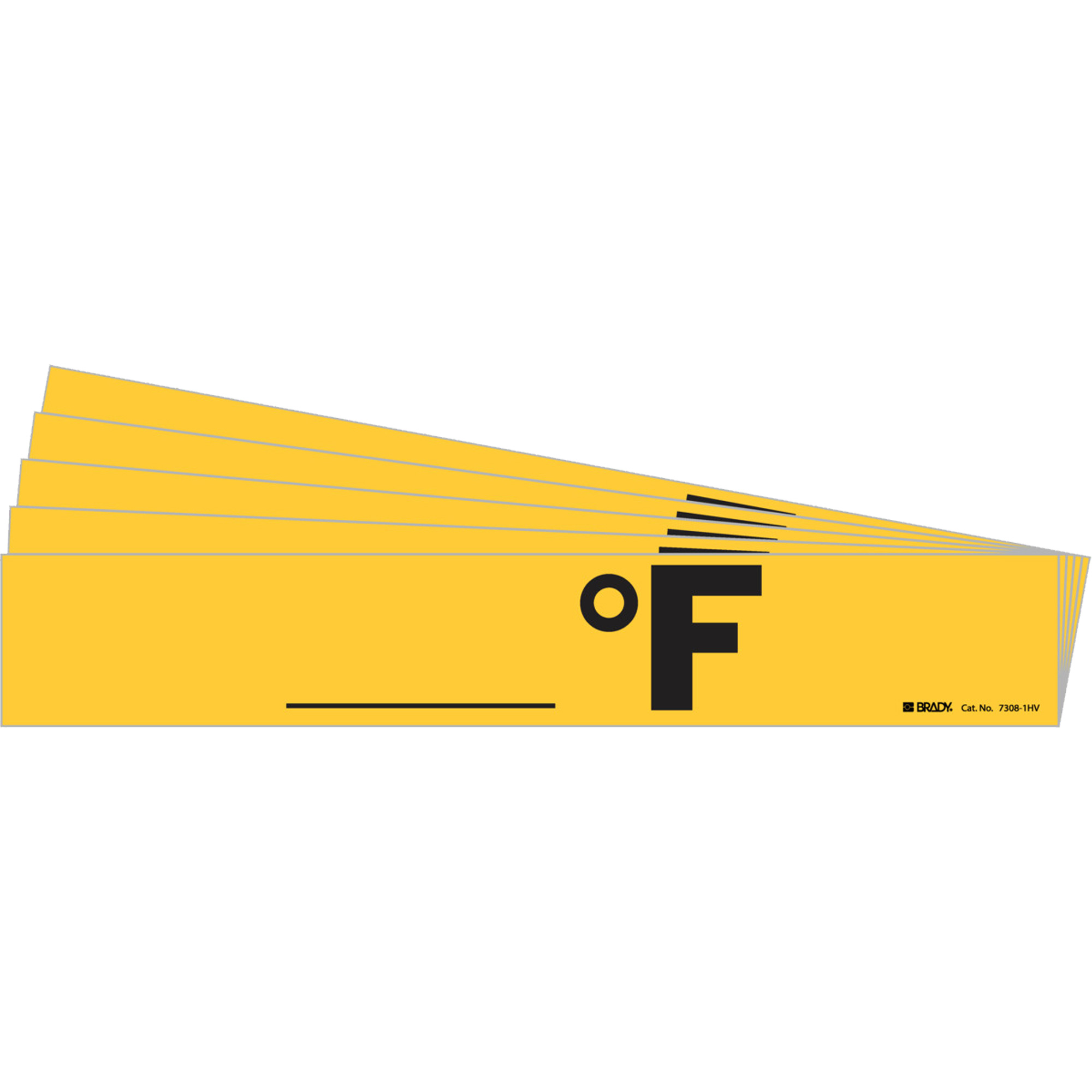 Marqueur de tuyau avec espace vierge suivi du symbole «°F », Autocollant, 4" h x 24" la, Noir sur jaune